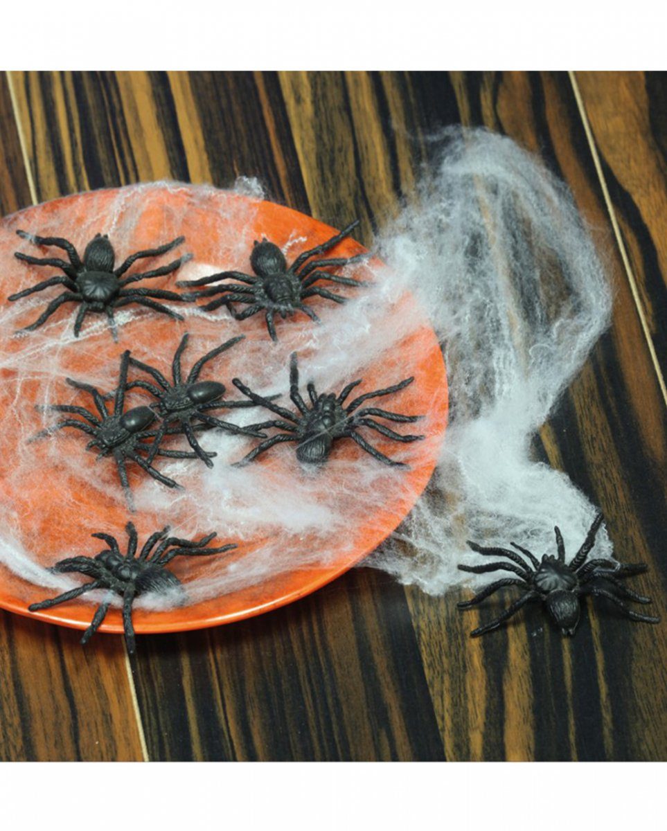Dekoobjekt 8 schwarze Horror Spinnen als Halloween Dekoration