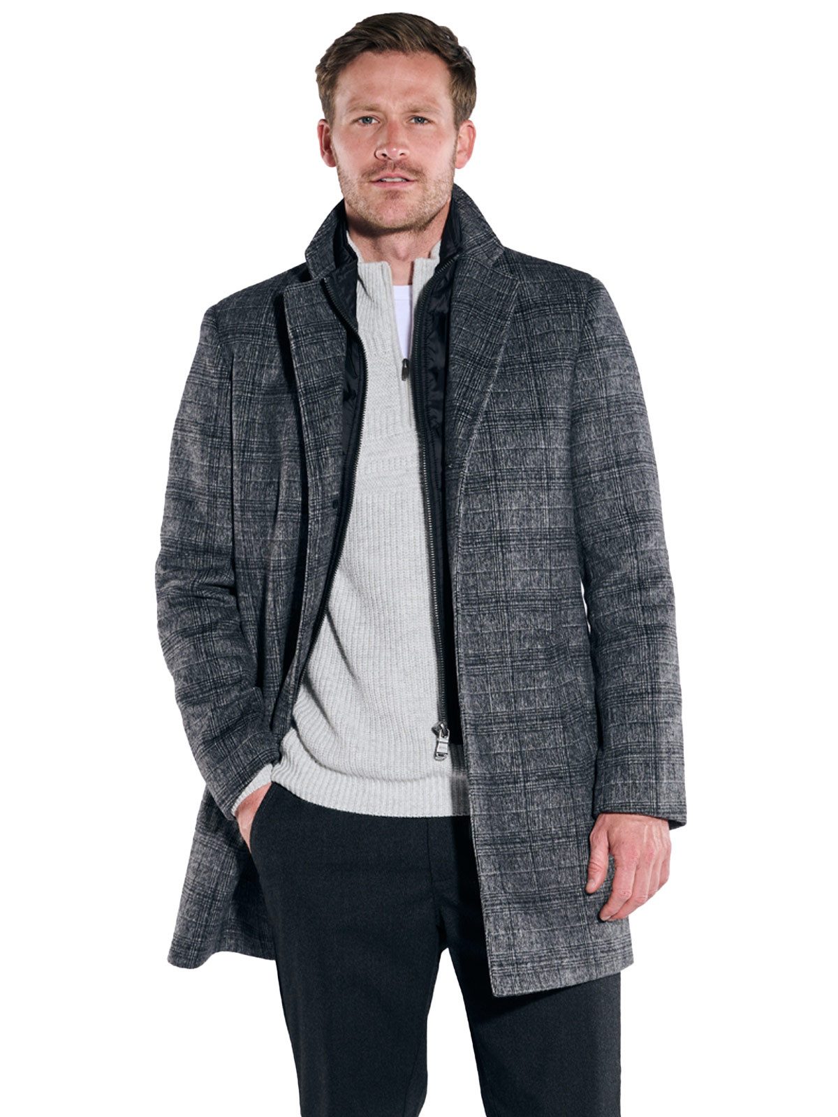 Engbers Kurzmantel engbers Herren Mantel mit herautrennbarem Inlet, Anthrazit