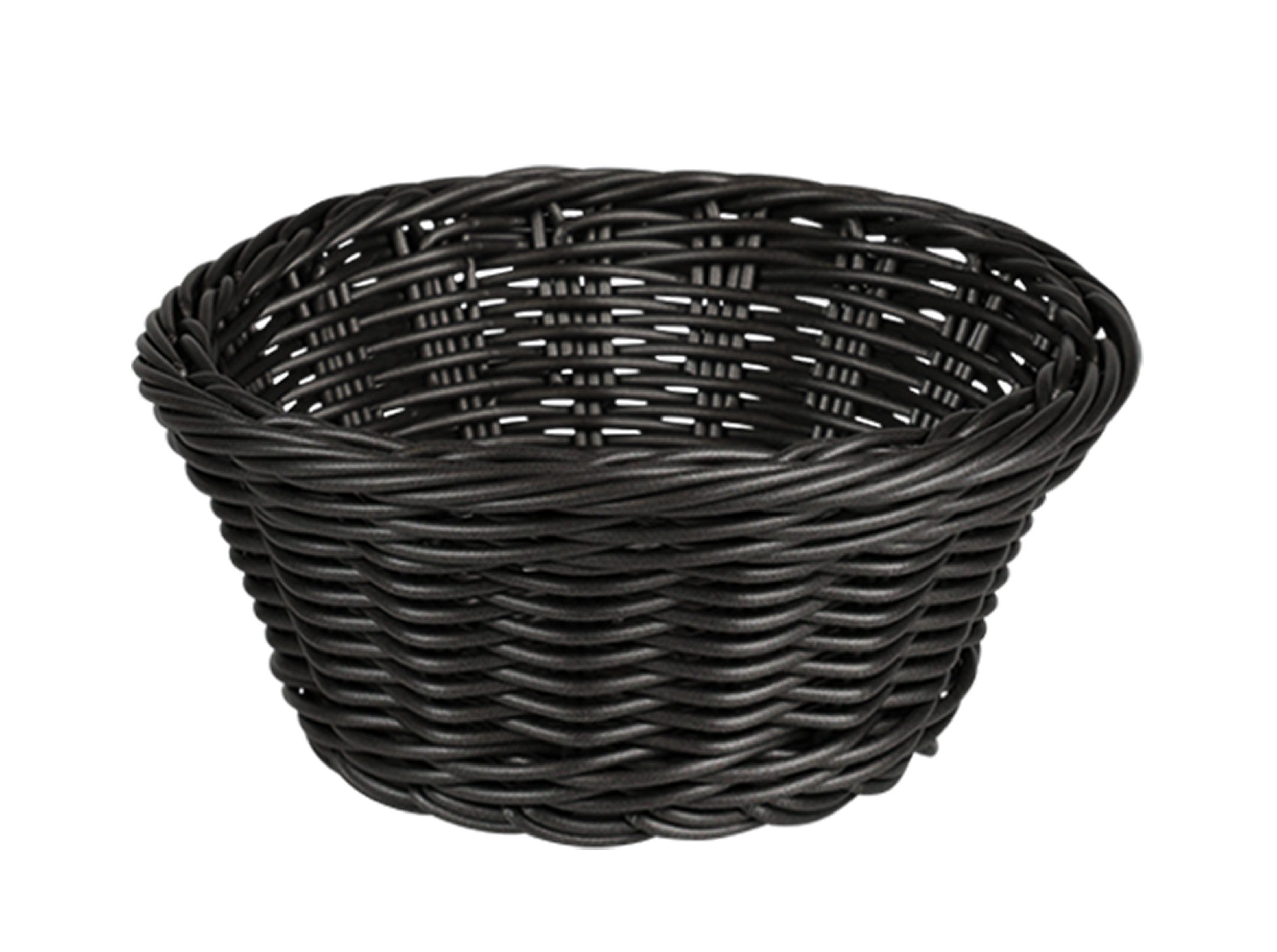 KESPER® Brotkorb BROTKORB OBSTKORB Ø17cm geflochten aus Kunststoff Schwarz rund 15, Brot Obst Korb Körbchen