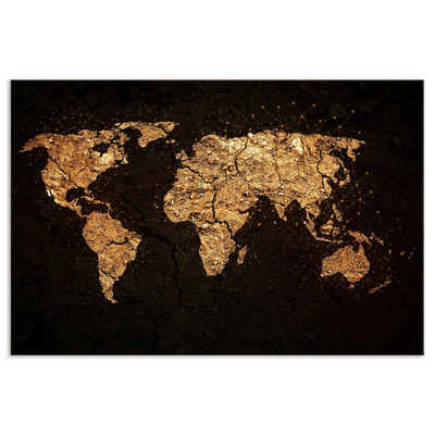 WallSpirit Leinwandbild »"Grunge Weltkarte" - XXL Wandbild«, Leinwandbild geeignet für alle Wohnbereiche