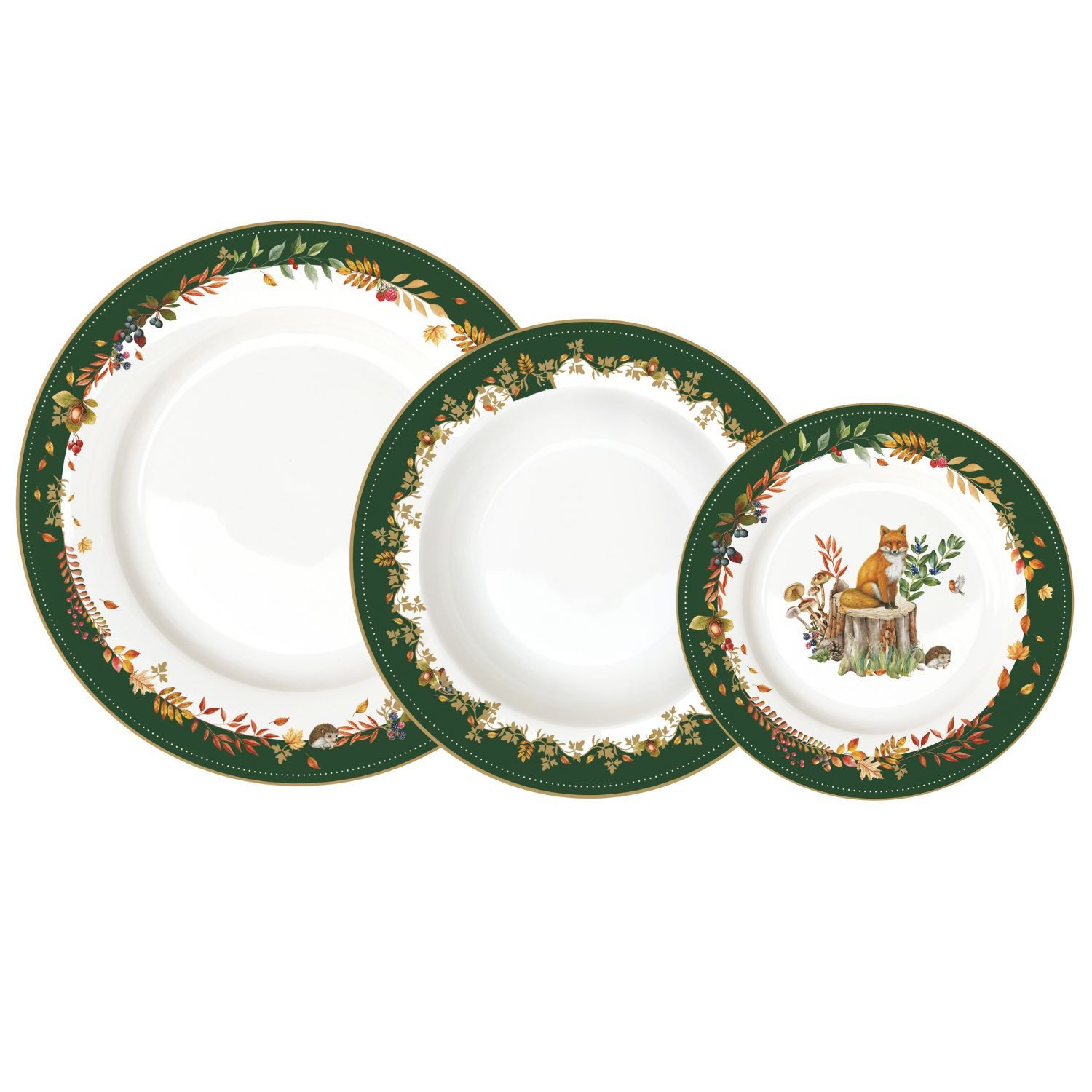 EasyLife Speiseteller Forest Dream, Spülmaschinengeeignet, Mehrfarbig, Motiv: Blätter, Höhe: 2.5cm