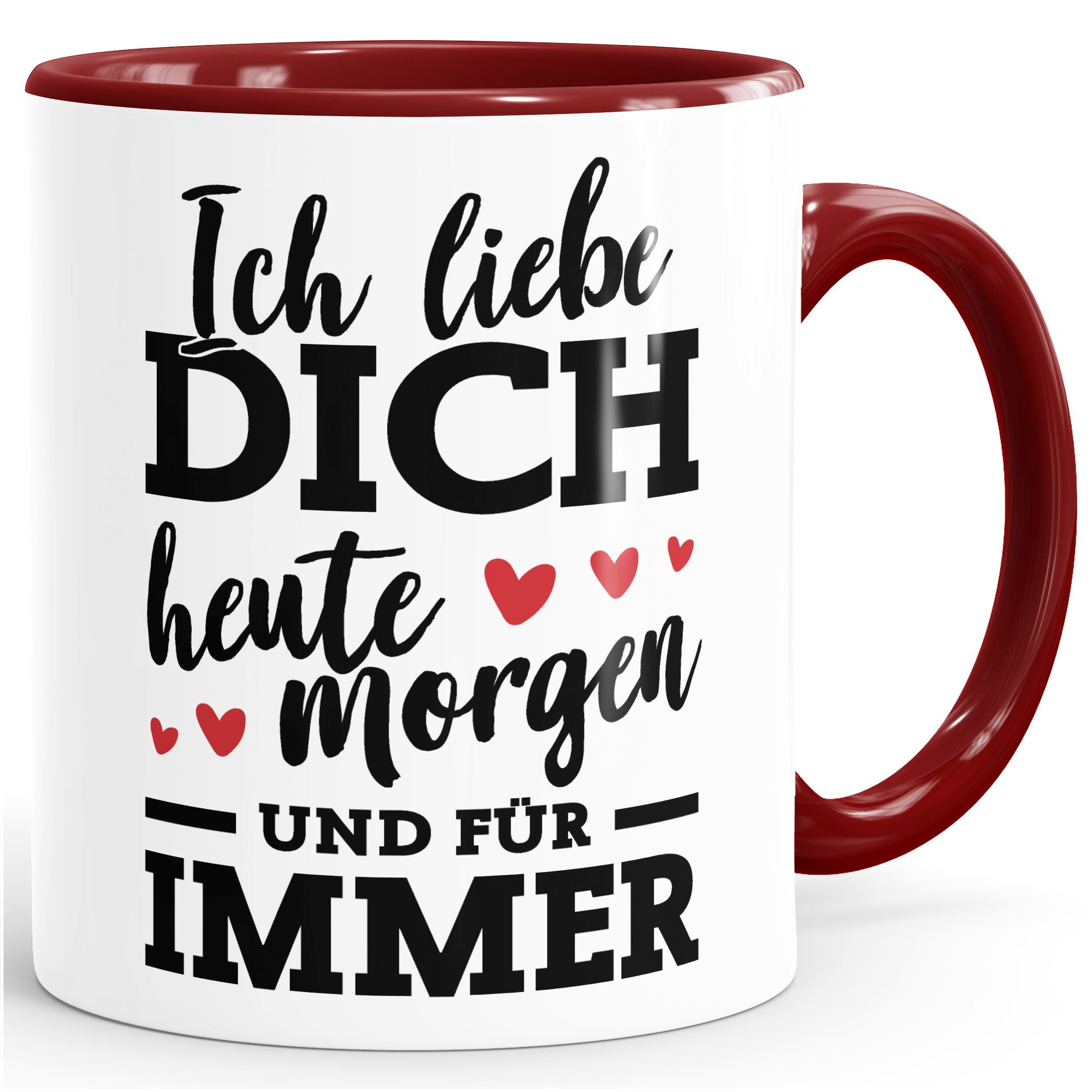 MoonWorks Tasse Kaffee-Tasse Ich liebe dich heute morgen und für immer Geschenk, Keramik