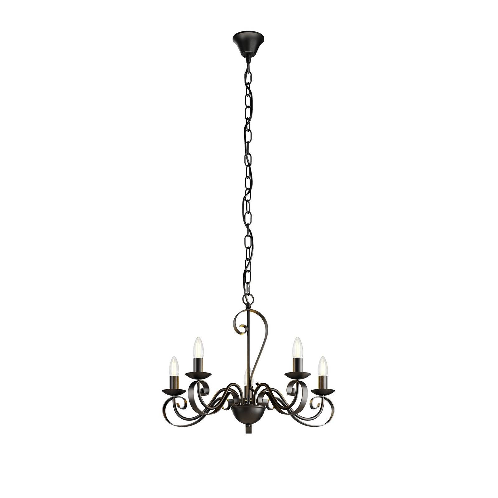 Lindby Kronleuchter Shervan, Metall, Braun IP20, 5 x 40 W