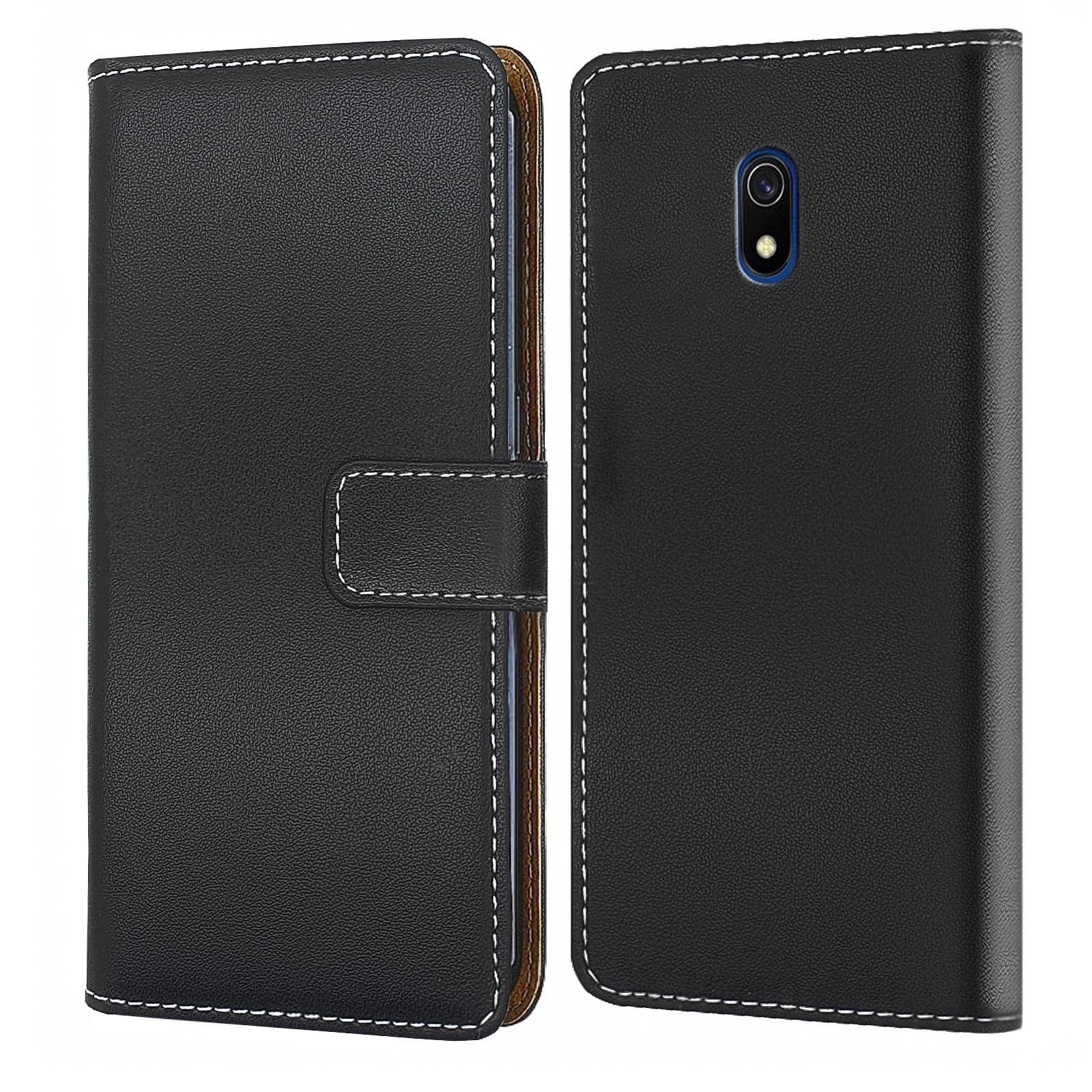Numerva Handyhülle Bookstyle Etui Handytasche für Xiaomi Redmi 8A, Schutzhülle Klapphülle Flip Cover Schwarz