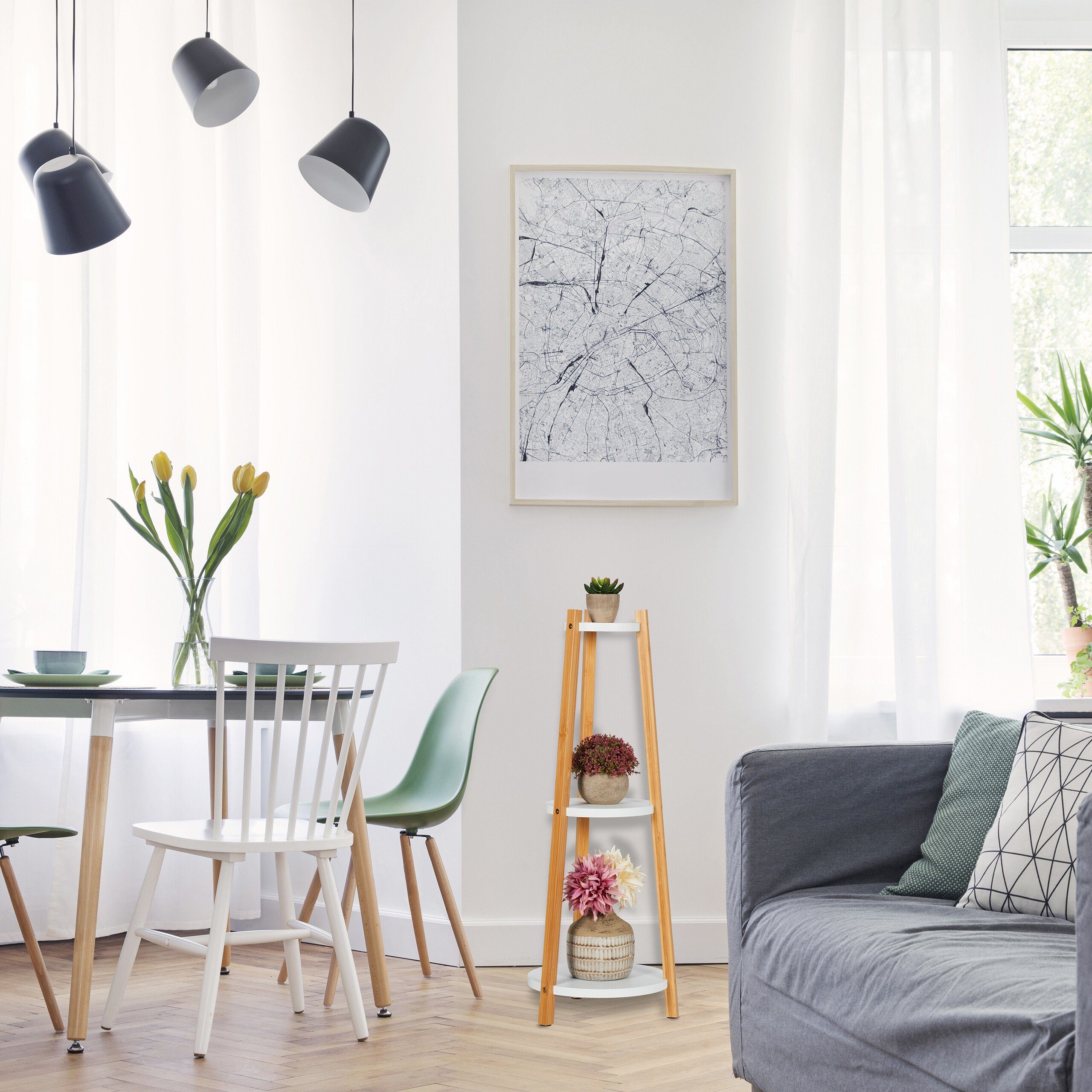relaxdays Pflanzentreppe Pflanzenständer mit 3 Ablagen günstig online kaufen