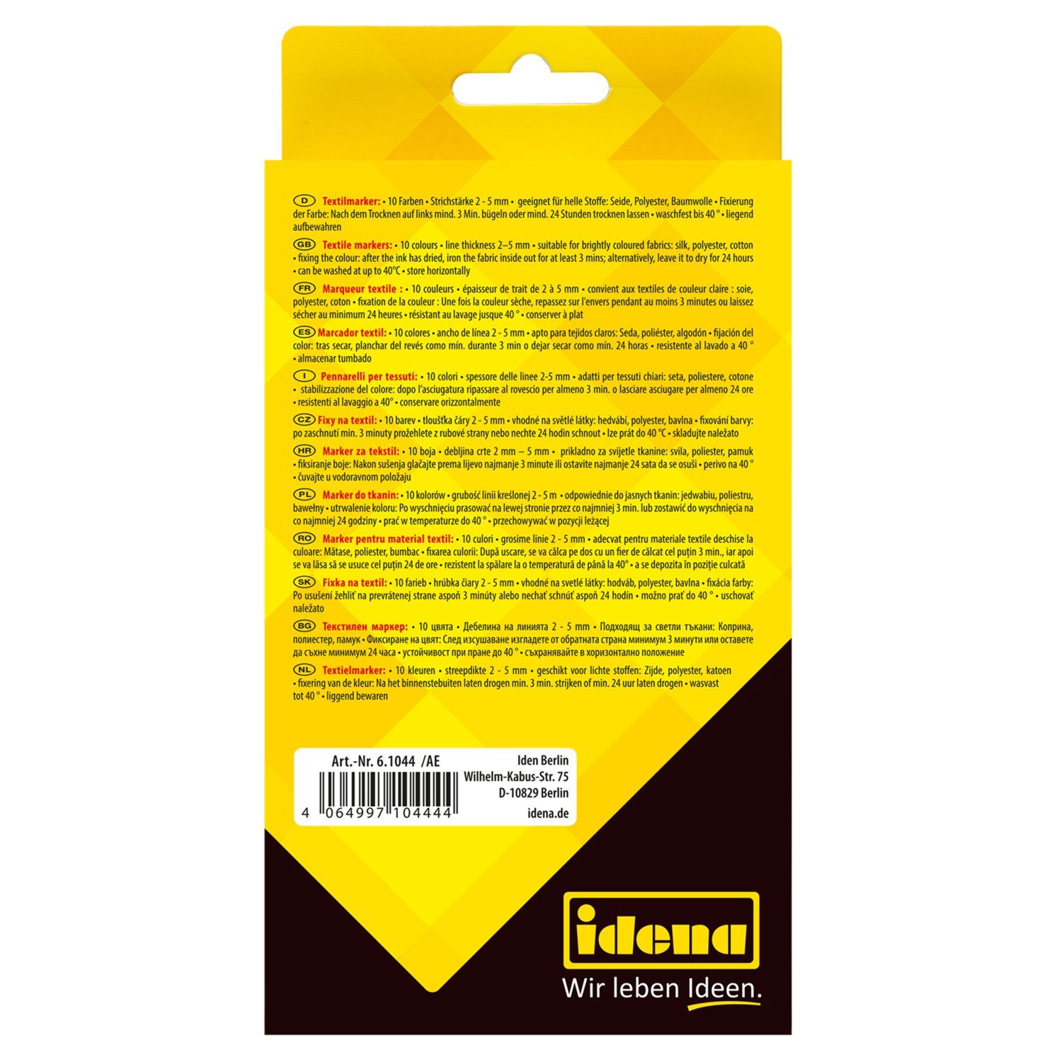 Idena Textilmarker Idena 61044 - Textilmarker für helle Stoffe, 10 Textilstifte in leucht – Bild 3 von 5