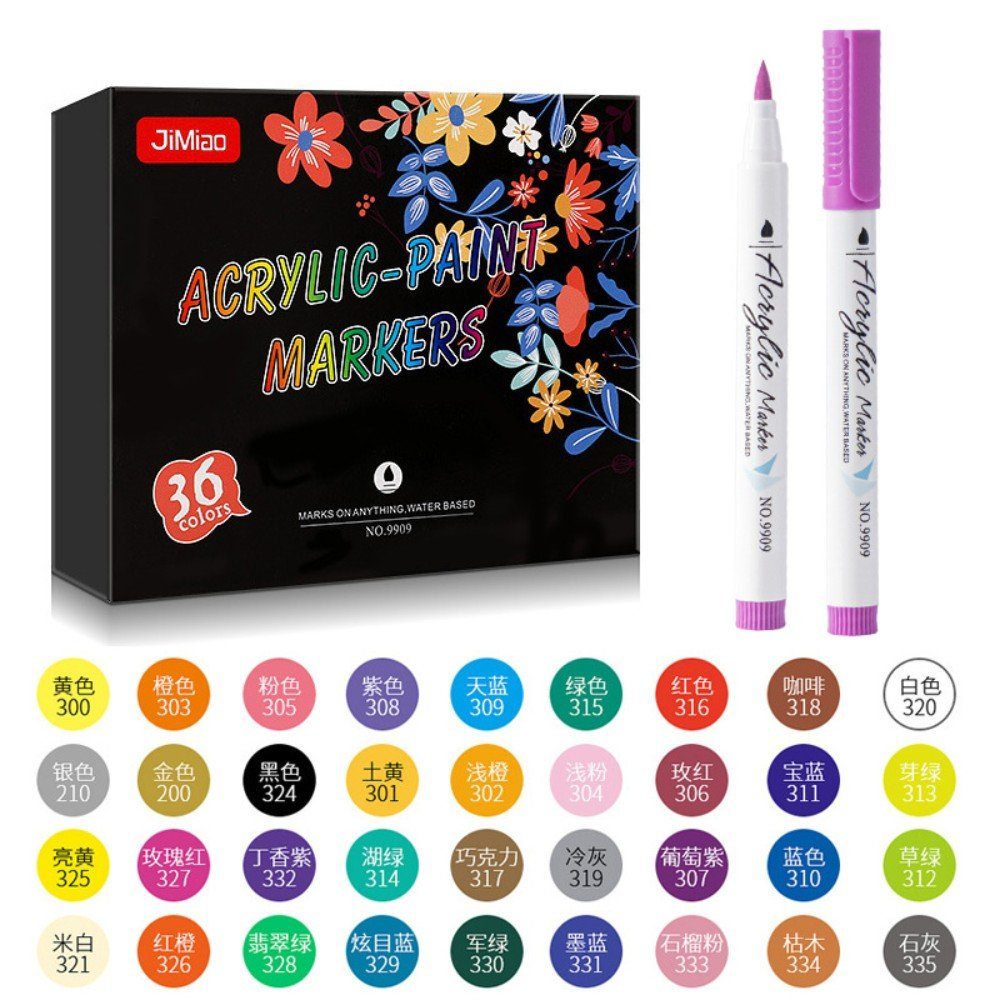 autolock Marker Acryl-Marker, Metallic Marker, (Set, 1-6mm Feiner Spitze)Marker 36 Farben | Marker