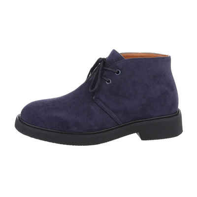 Ital-Design Herren Schnürschuhe Freizeit Stiefelette Blockabsatz Boots in Blau