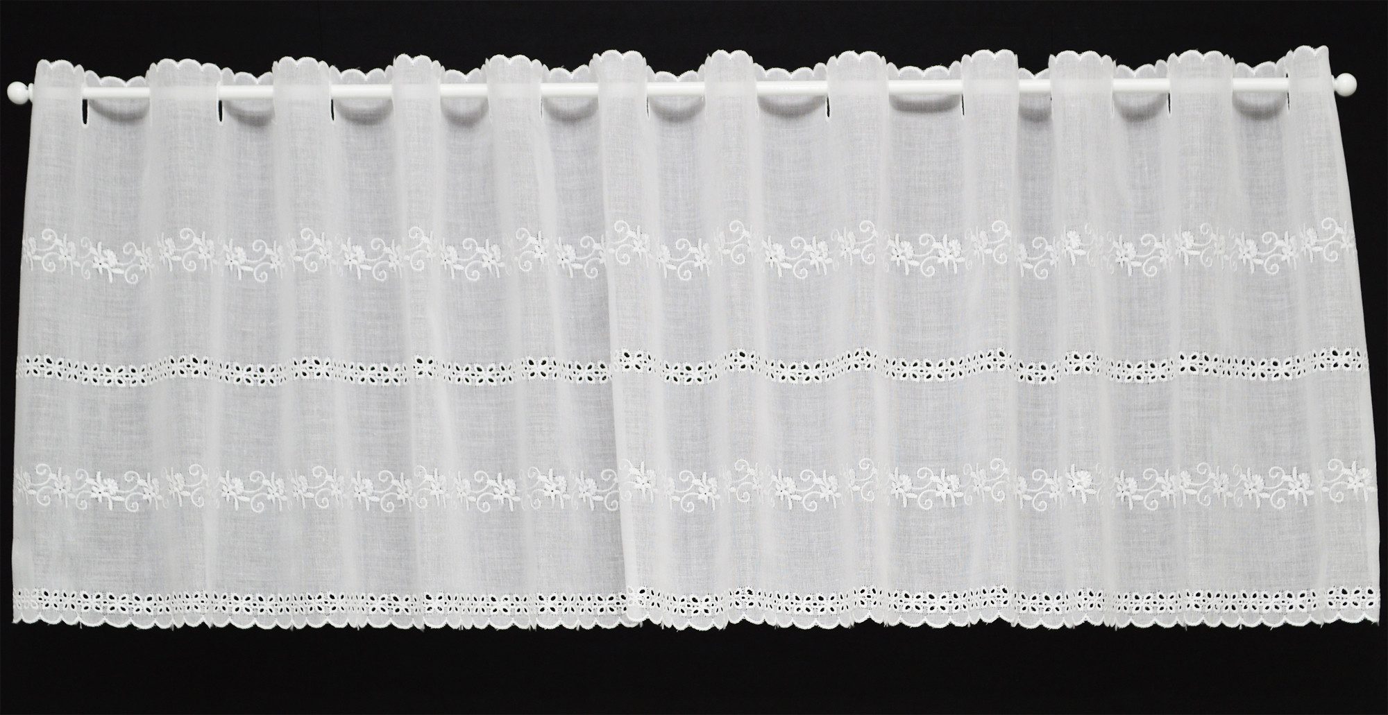 Gardinen Kranzusch Scheibengardine Batist Stickerei, Stangendurchzug, günstig online kaufen