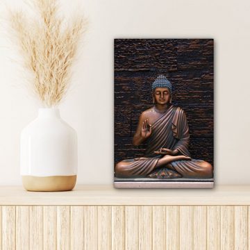 OneMillionCanvasses® Leinwandbild Buddha - Buddha-Statue - Braun - Spirituell - Meditation, (1 St), Leinwandbild fertig bespannt inkl. Zackenaufhänger, Gemälde, 20x30 cm