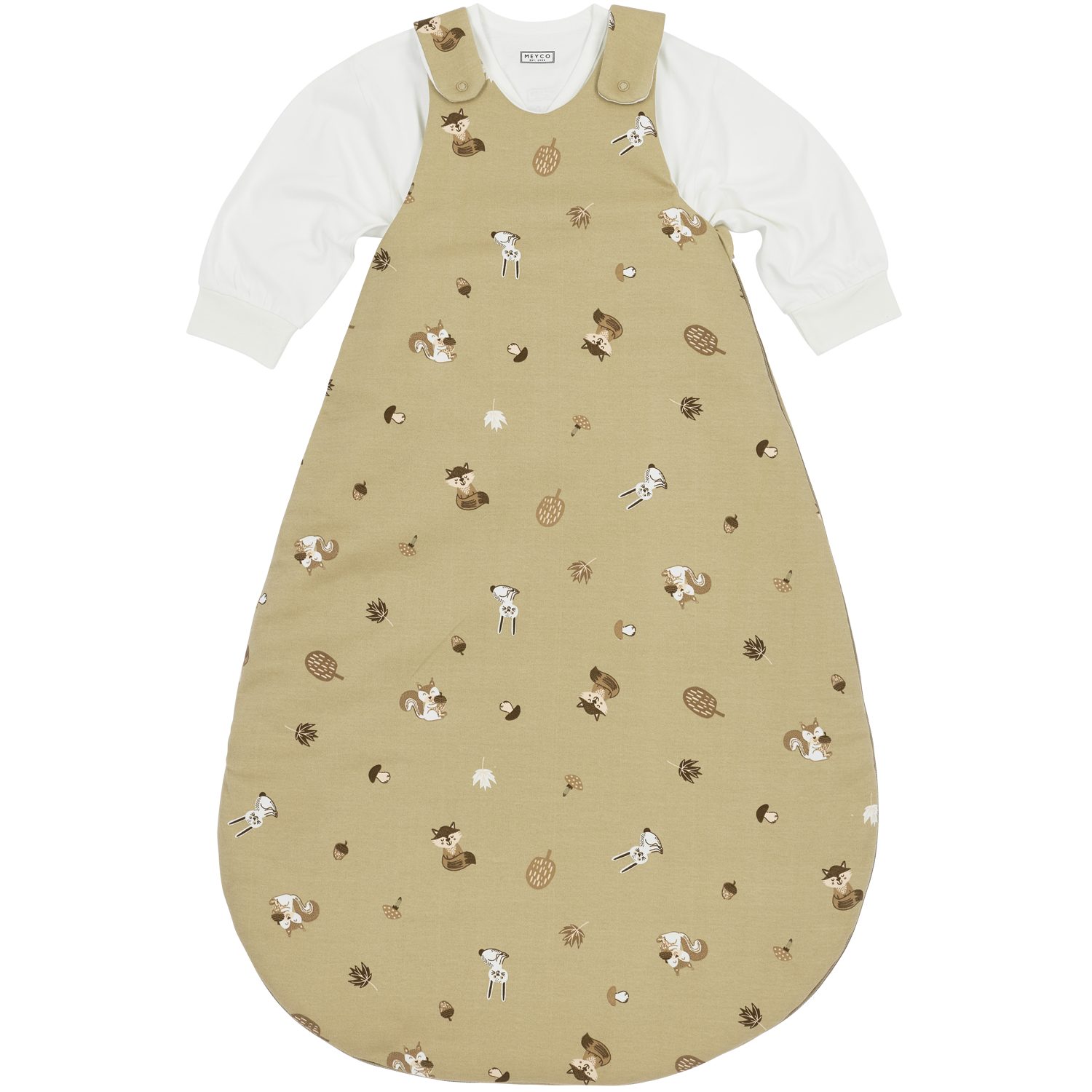 Meyco Baby Babyschlafsack Forest Animals Sand (100% Baumwolle, 1 tlg), 74/80
