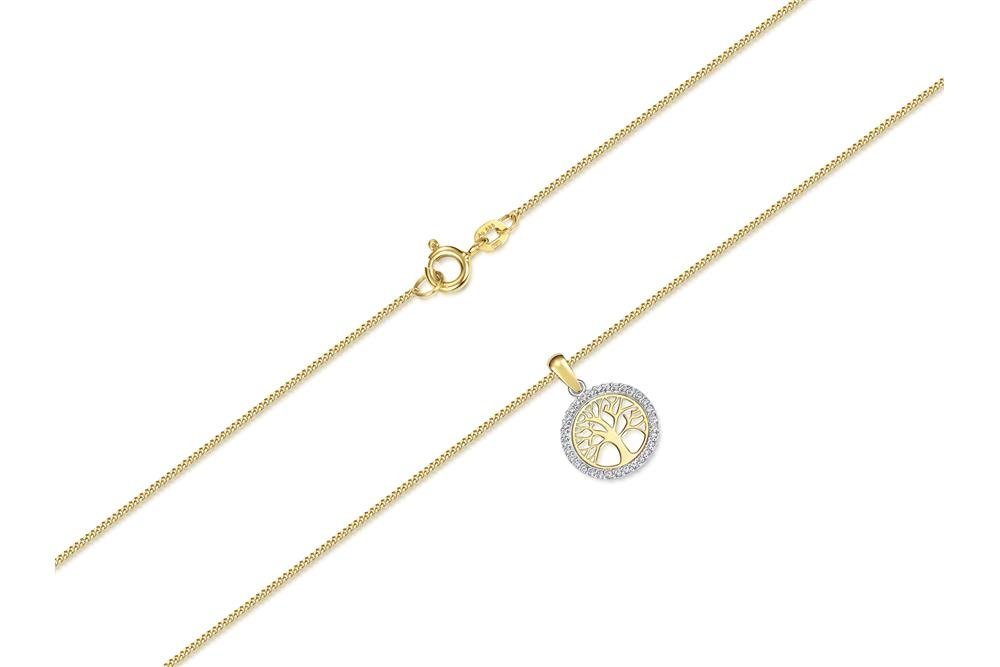Silberkettenstore Goldkette Panzerkette 1mm mit Anhänger Lebensbaum - 585 G günstig online kaufen