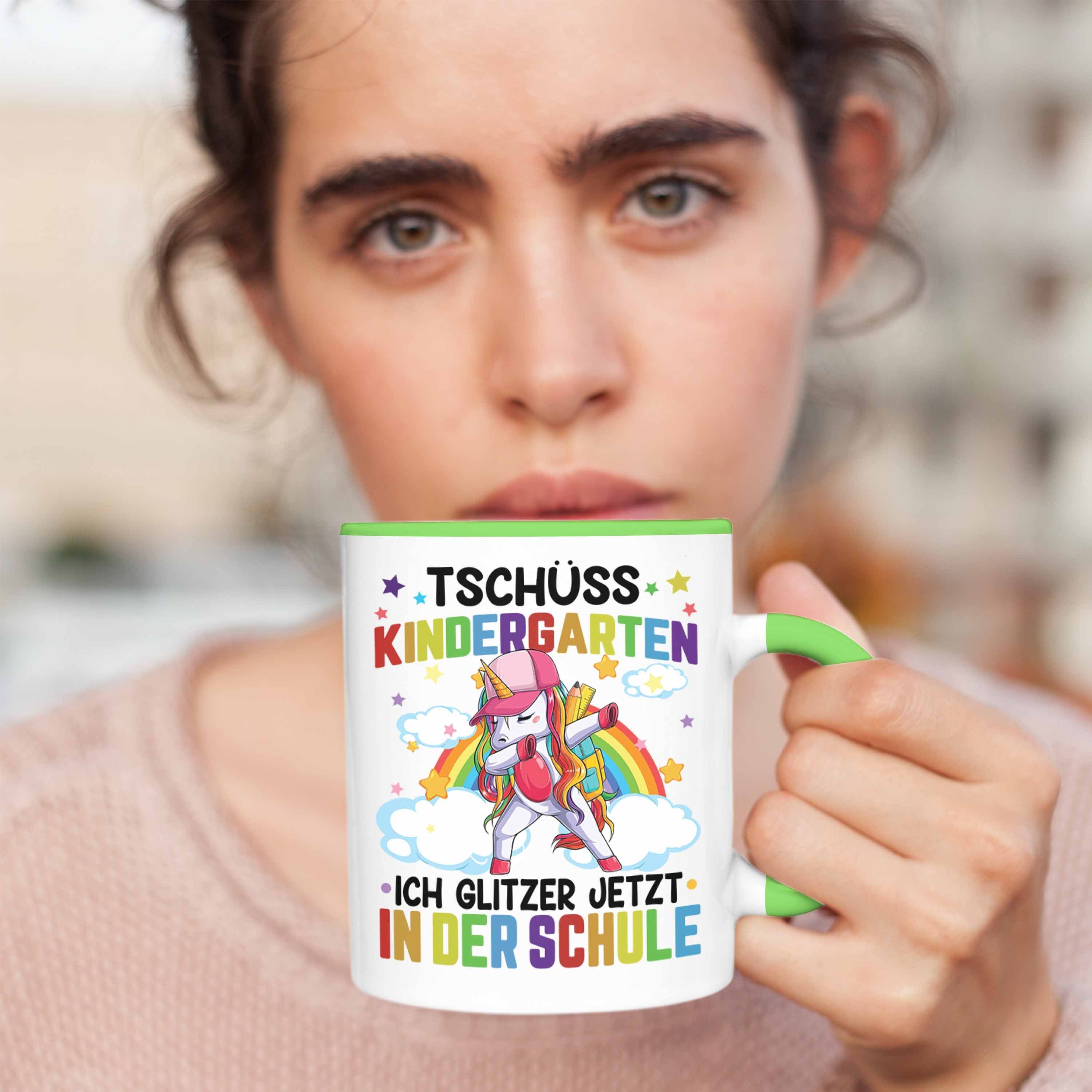 Glitzer Der Schultag Erster Trendation Kinderkarten Tasse Tschüss - Geschenk Tasse zur Ich Trendation Grundschule In Grün Einschulung