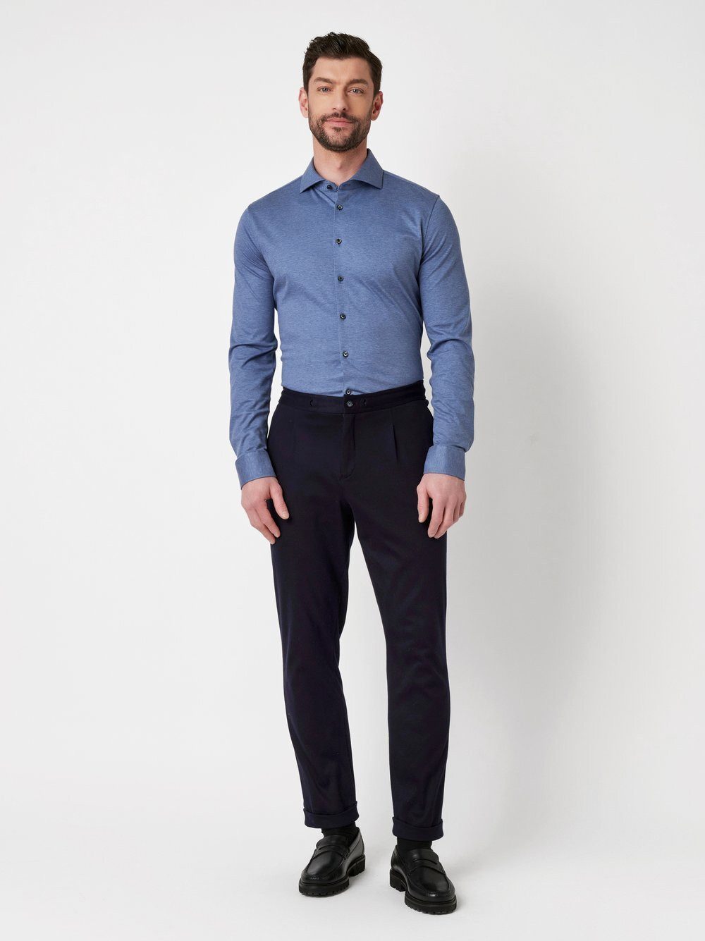 DESOTO Businesshemd Luxury Hai aus Jersey mit Hai Kragen