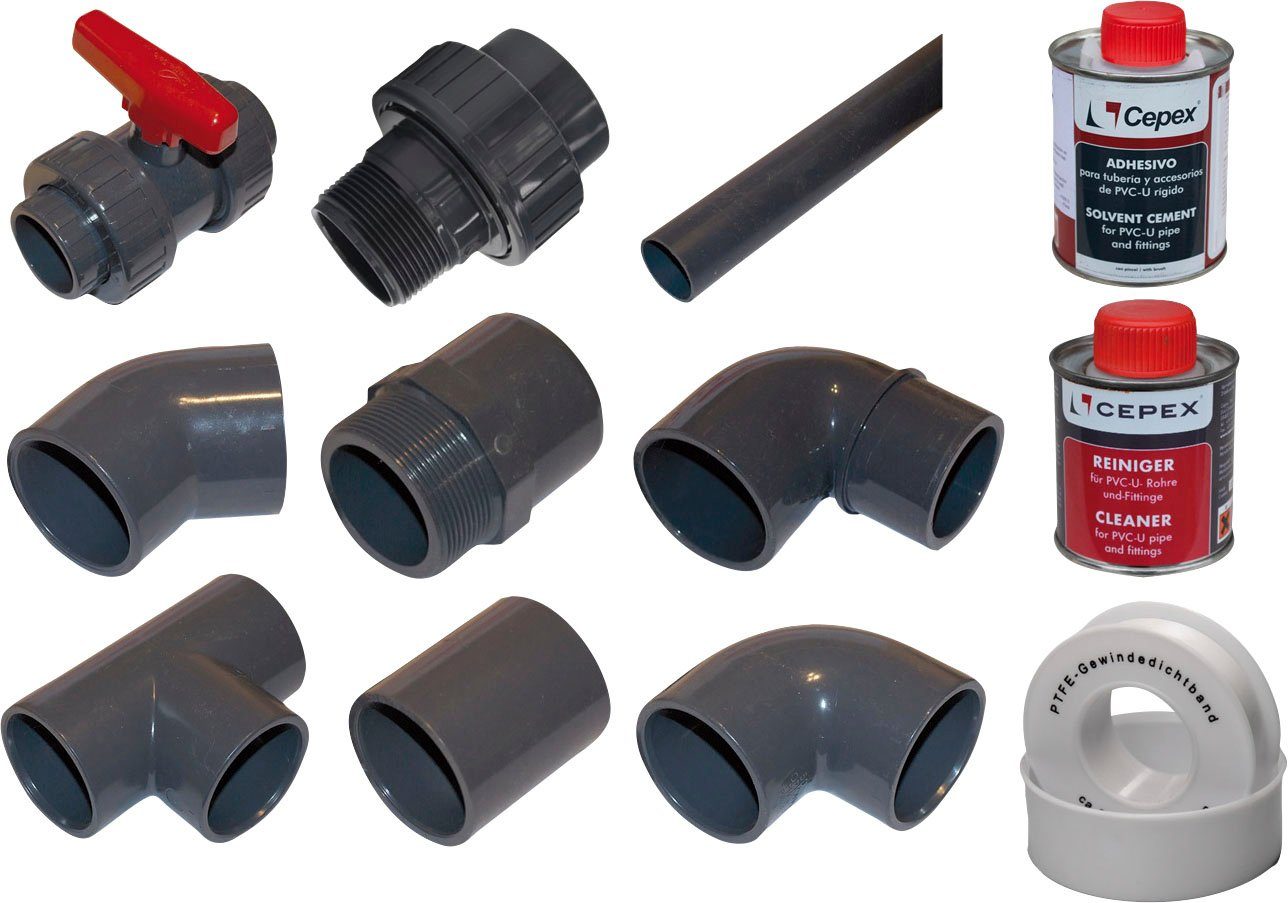 KWAD Schwimmbecken STYROPOR®STEIN POOL ALL INCLUSIVE, BxLxH: 300x600x150 cm (Set), mit Edelstahlleiter, inkl. Beckenrandsteine & Poolbeleuchtung