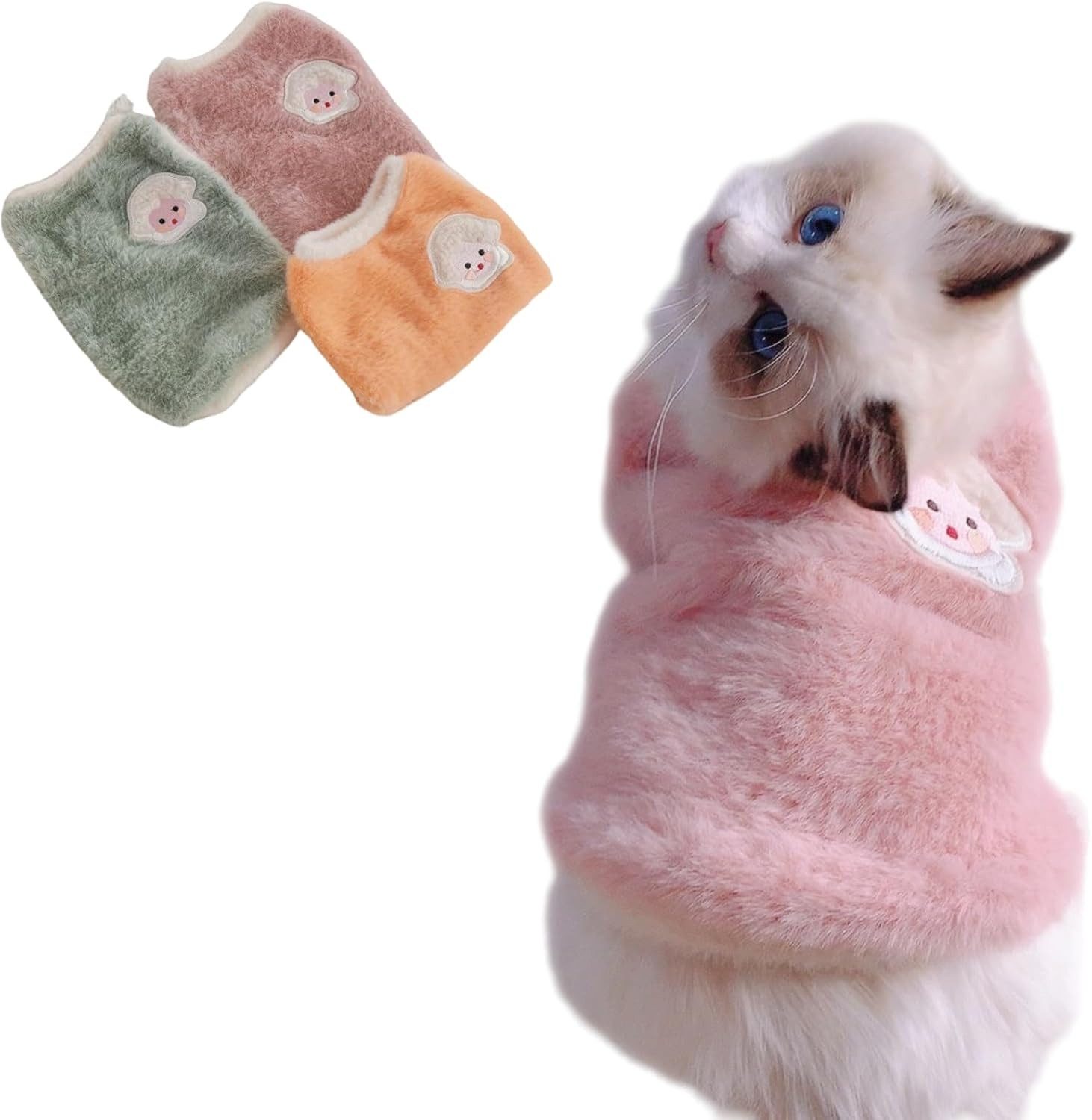 Ledander Hundeoverall Winter Plüsch Katzenkleidung, Hundepullover,Warme Haustier Pullover, für Kätzchen und kleine Hunde