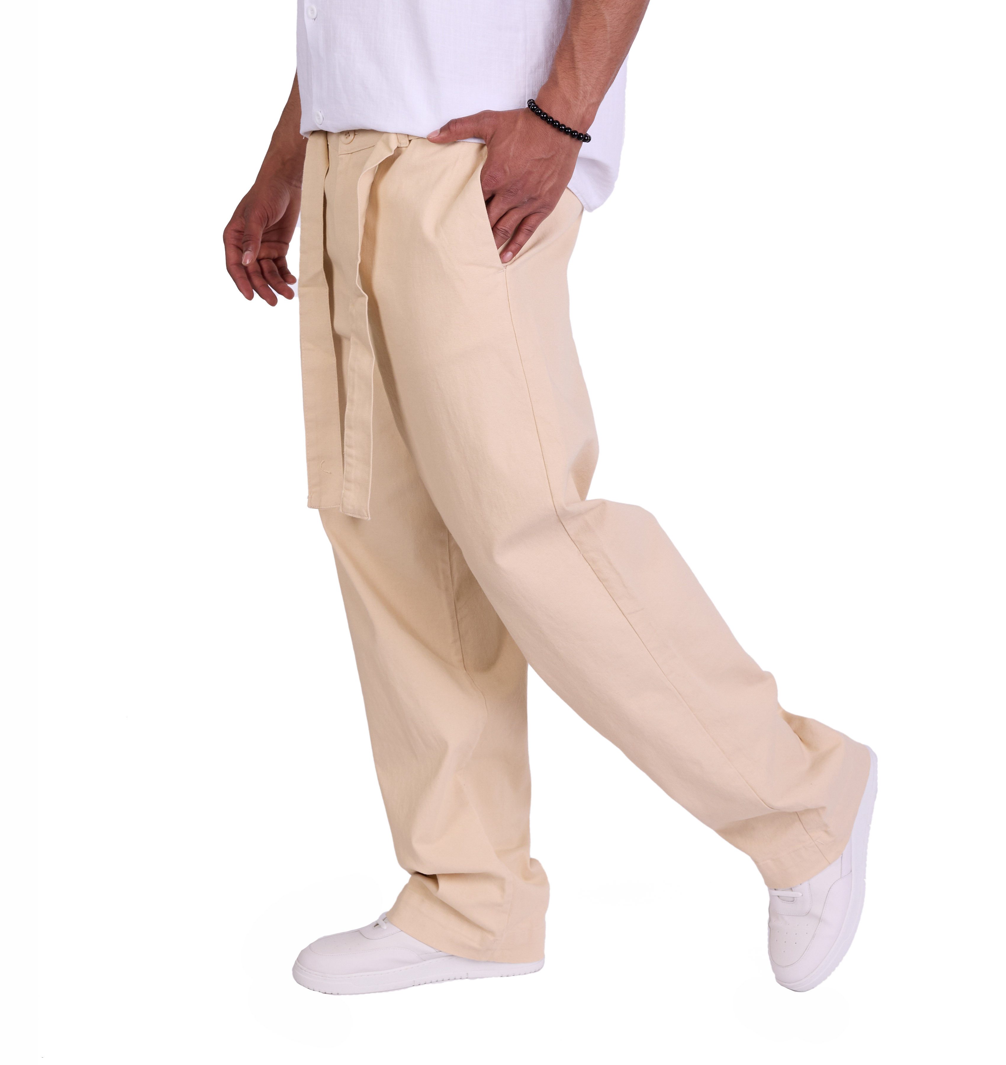 Denim Distriqt Loose-fit-Jeans Lässige Herren Baggy Chinohose Beige W29/L34 günstig online kaufen