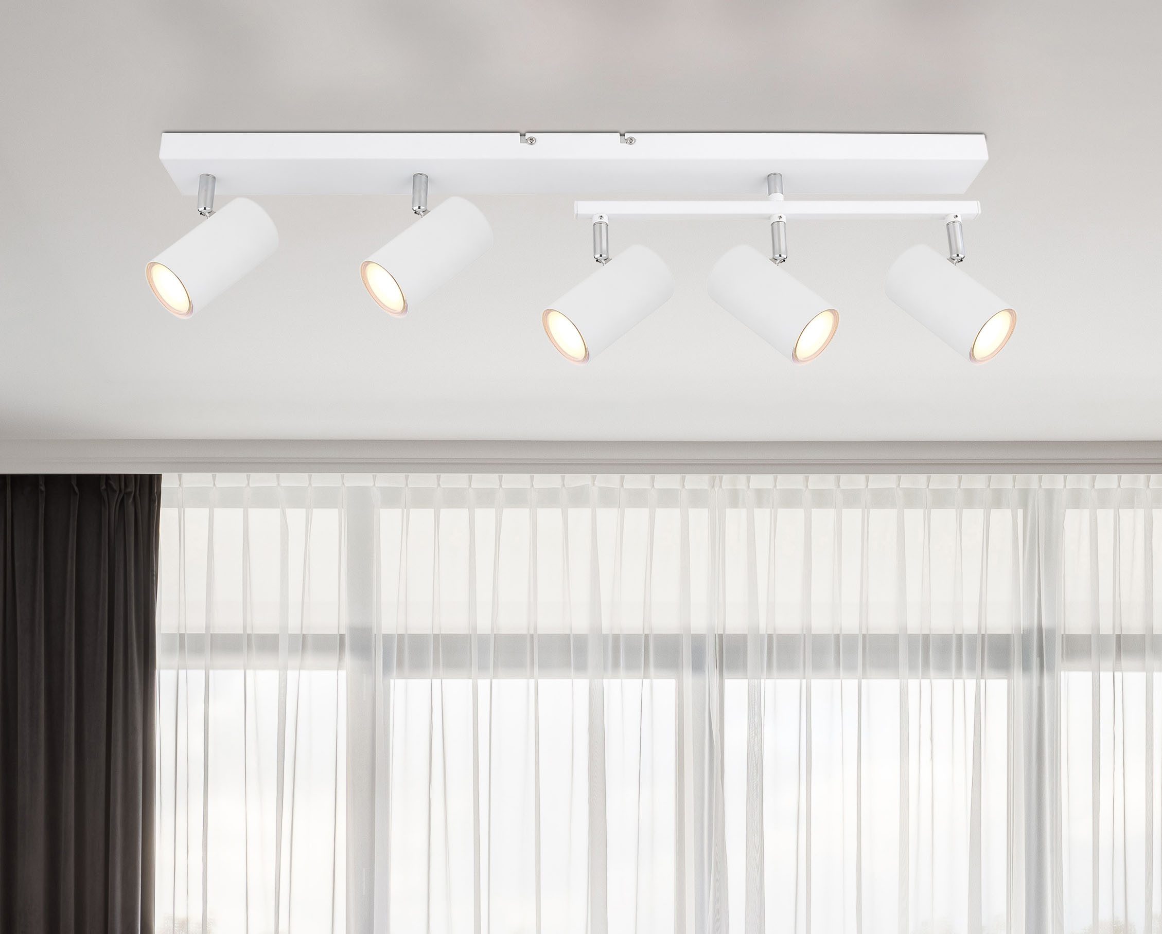 GLOBO LIGHTING Deckenspot ROBBY, ohne Leuchtmittel, Deckenstrahler weiß/Chrom, schwenkbar, GU10