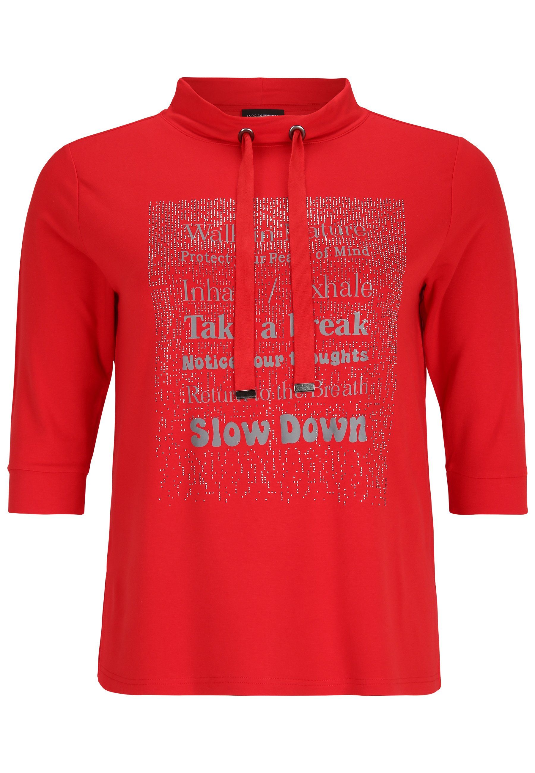 Doris Streich Print-Shirt Sweatshirt mit Glitzer-Motiv rot