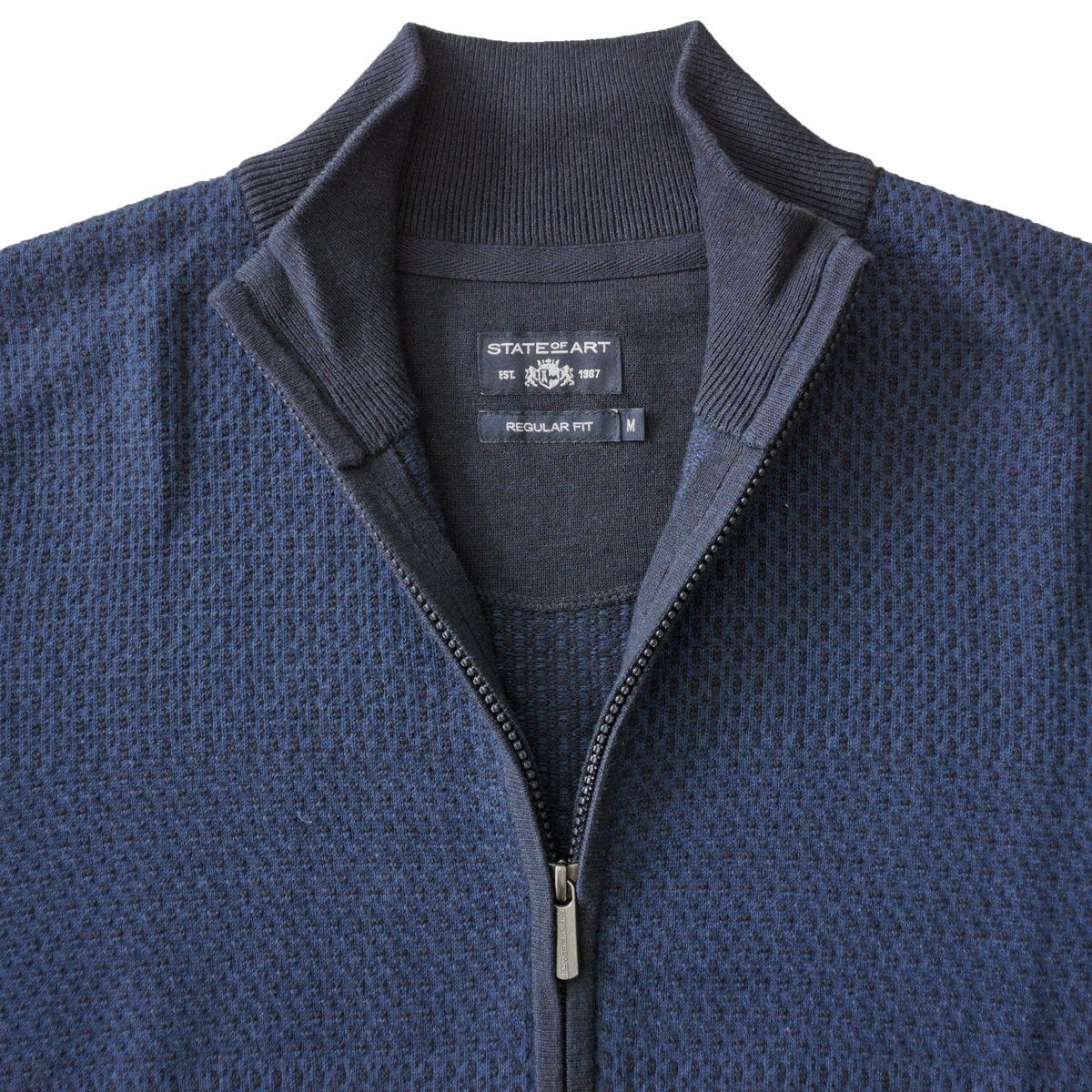 Baumwolle Strickjacke Strickjacke ART STATE knitwear Of Zipper Cardigan Art State Herren Blau of