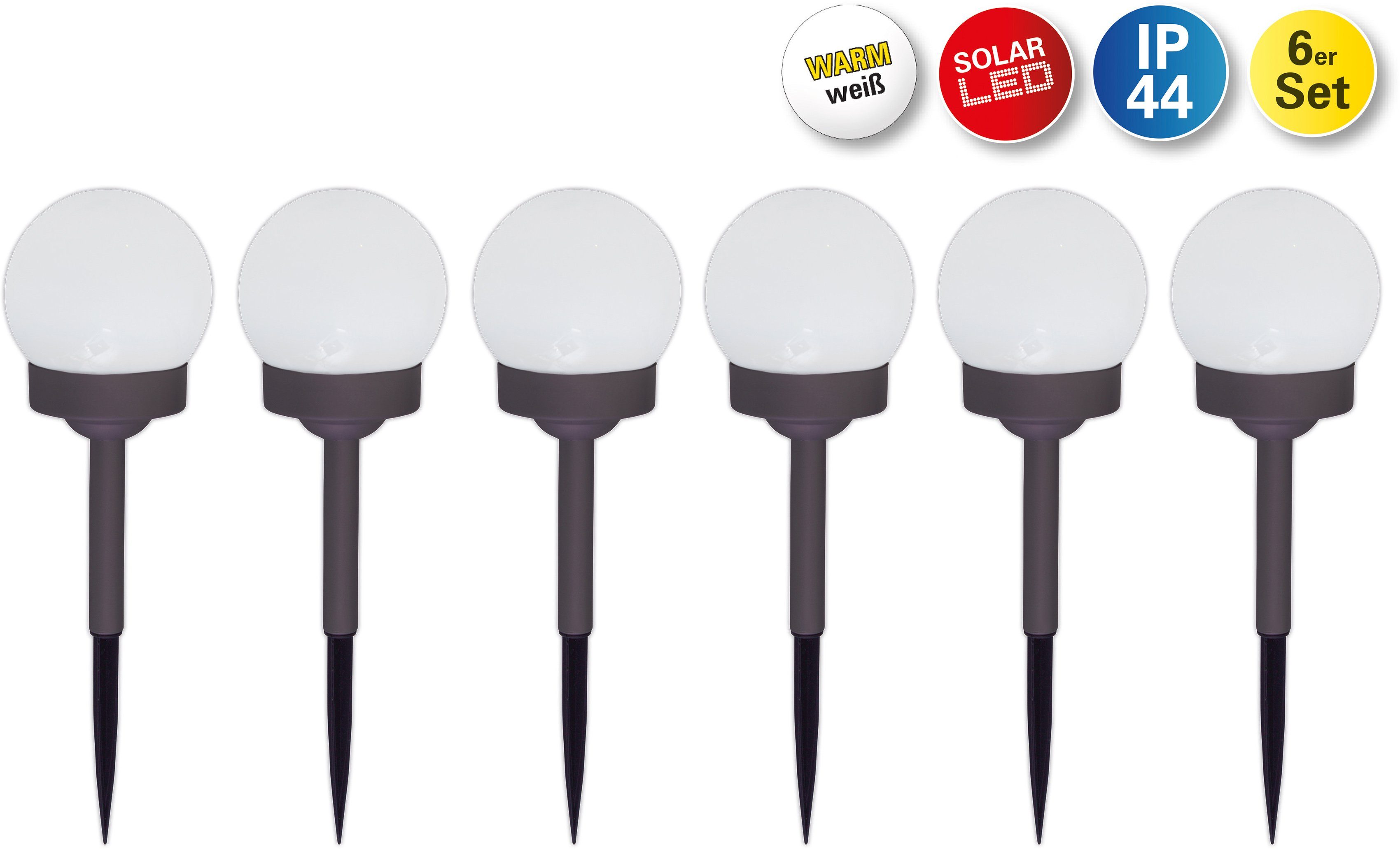 Ground LED Solarleuchte 1x Spikes, Warmweiß, näve 0,07W,anthrazit,warmweiß 6er integriert, Solarleuchten,je Set LED Ein-/Ausschalter, LED fest LED