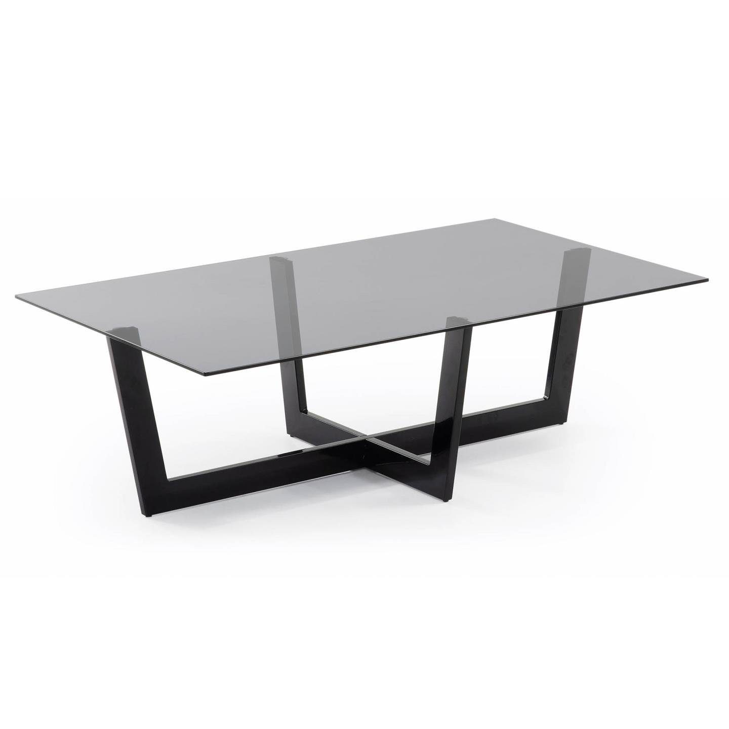Natur24 Beistelltisch Stahlstruktur schwarz Glas Tisch Couchtisch Plam 120x70cm