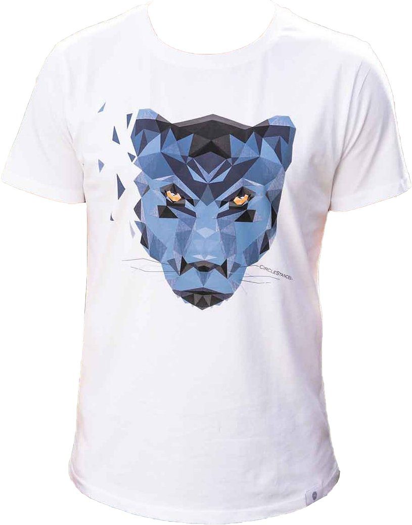 CircleStances T-Shirt Herren T-Shirt Kurzarm Weiß Blau Dunkelblau Geometrischer Panther S-XXL (1-tlg) mit Print