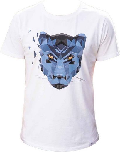CircleStances T-Shirt »Herren T-Shirt Kurzarm Weiß Blau Dunkelblau Geometrischer Panther S-XXL« (1-tlg) mit Print