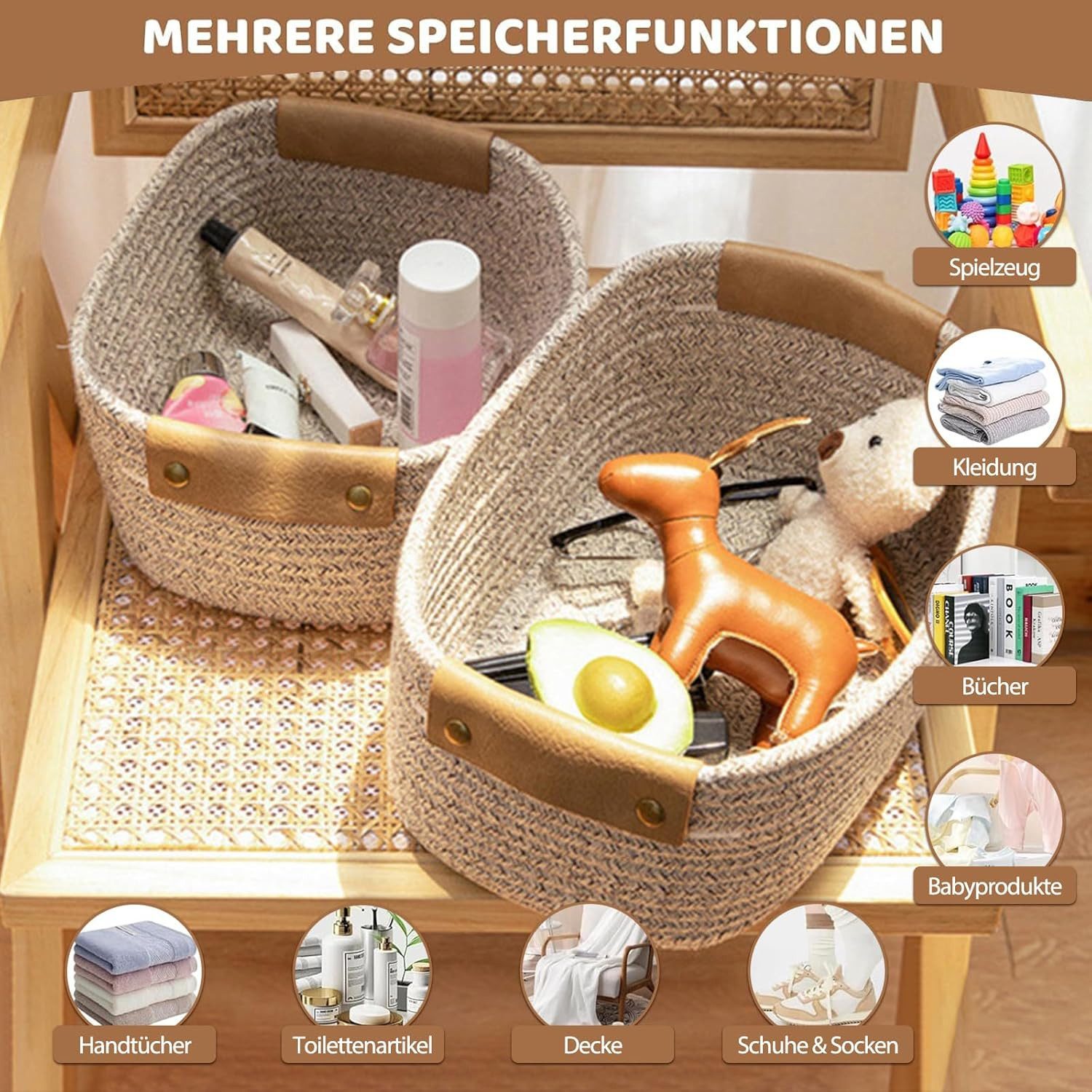 Diwzbyn Aufbewahrungskorb Aufbewahrungskorb Kinder, Wäschekorb Kinder, Schrank Organizer – Bild 4 von 5