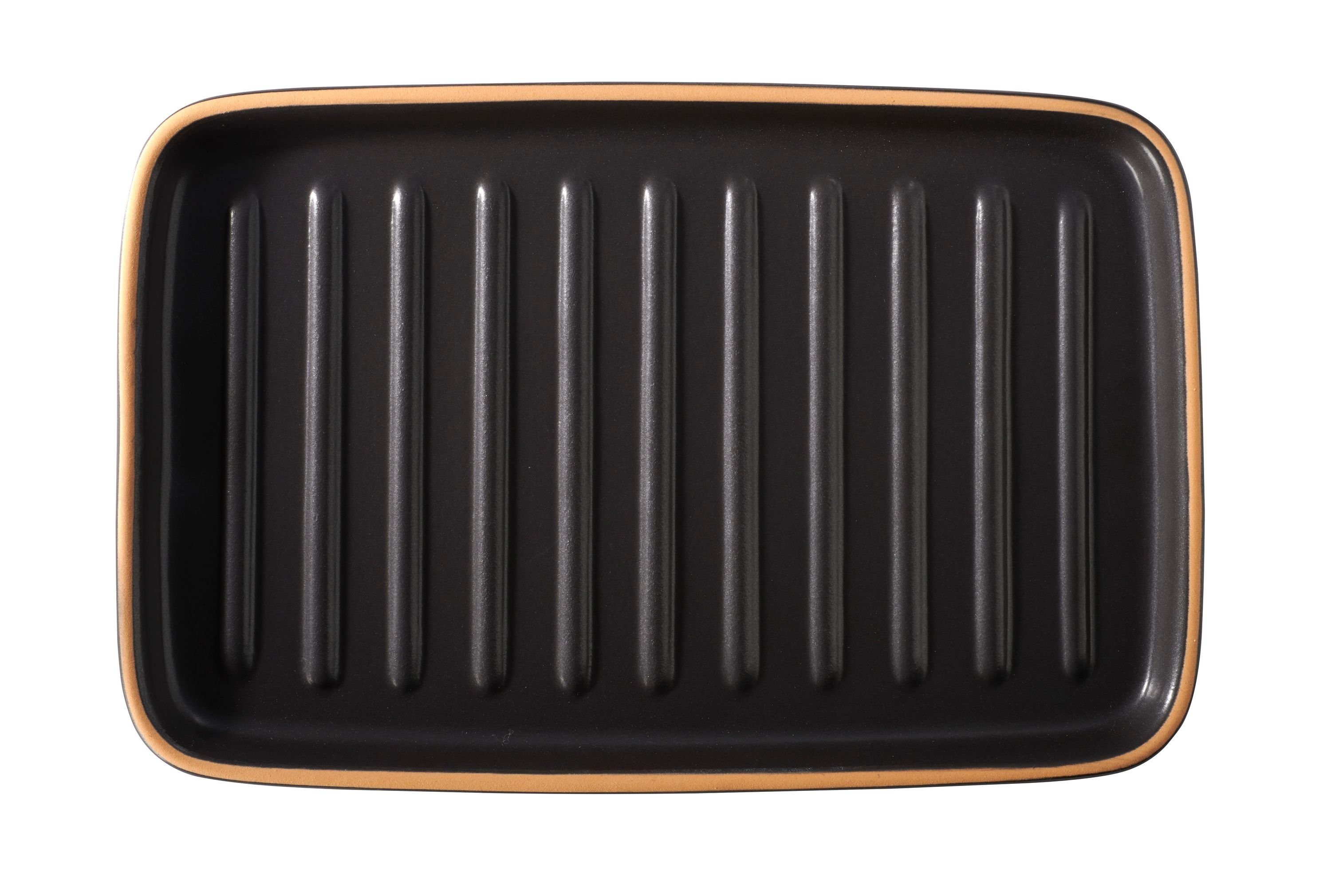 RÖMERTOPF Grillplatte Lafer BBQ - Plancha rechteckig mit Grillstegen schwarz 013706