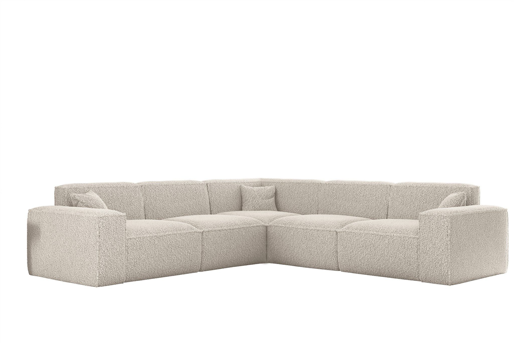 Fun Möbel Ecksofa Designersofa CELES PREMIUM Universal in Stoff Sven, Rundumbezug, inkl. 3 x Zierkissen