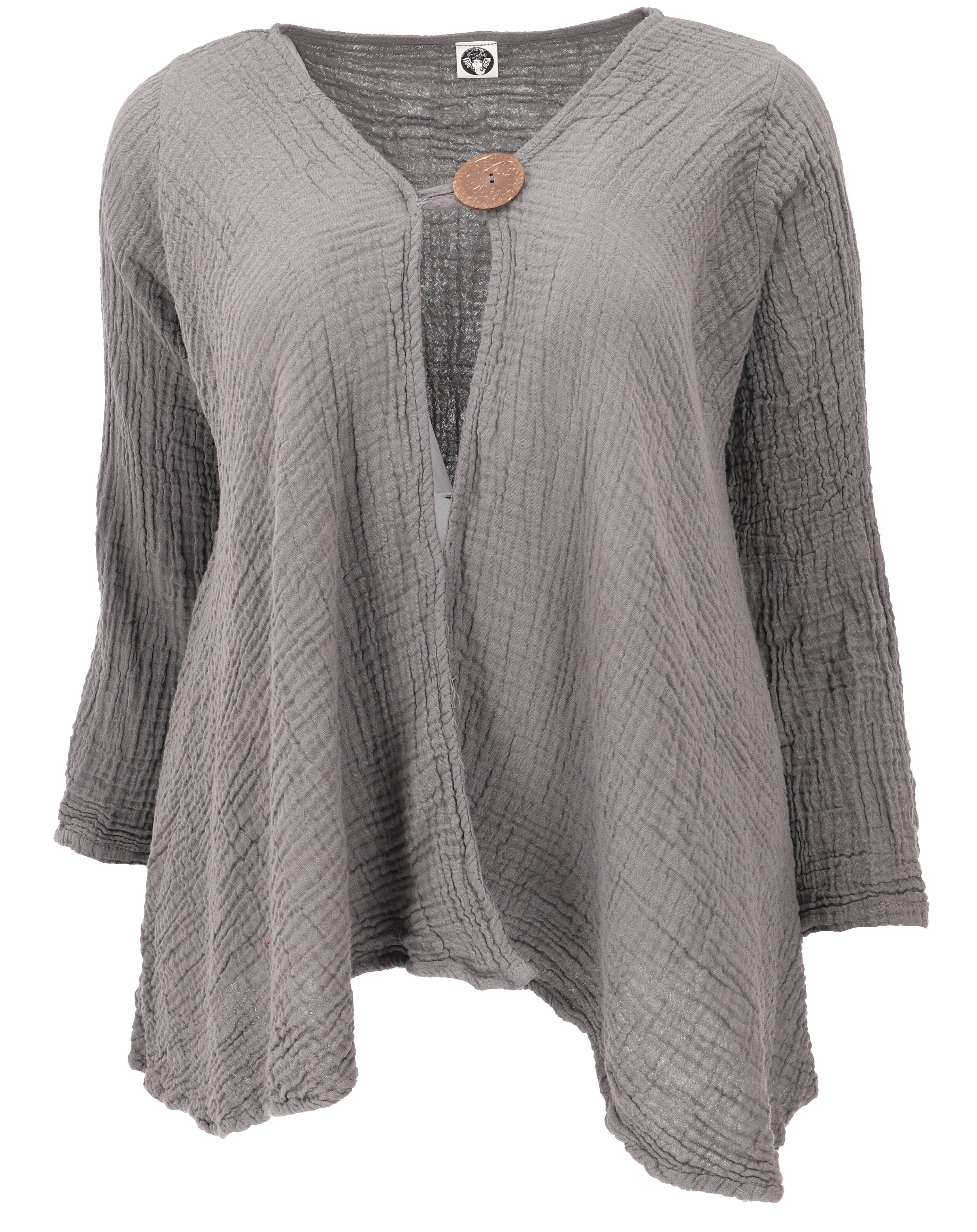 Guru-Shop Longbluse Musselin Boho Blusenjäckchen, kurze Baumwoll.. alternative Bekleidung