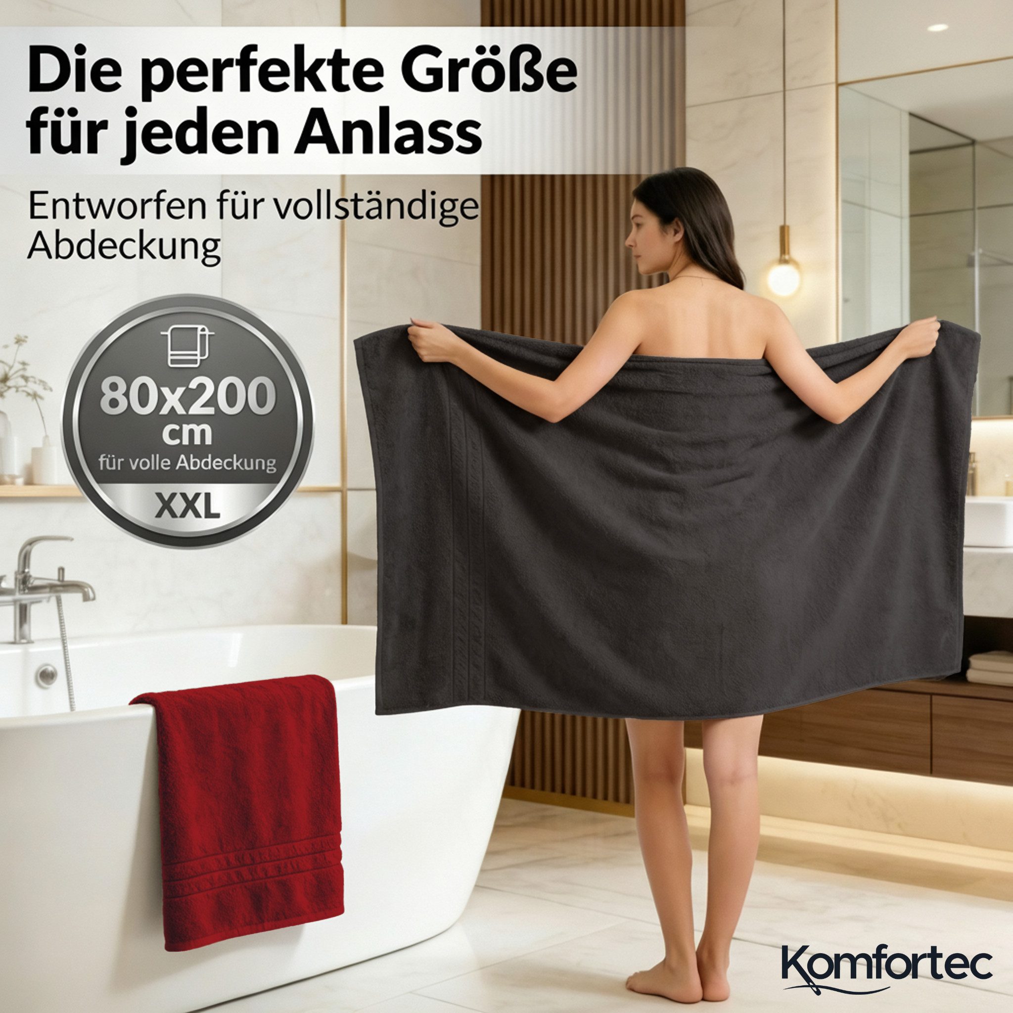 Komfortec Saunatuch Frotte aus 100% Baumwolle, Frottee (Packung, 2-St), 80x günstig online kaufen