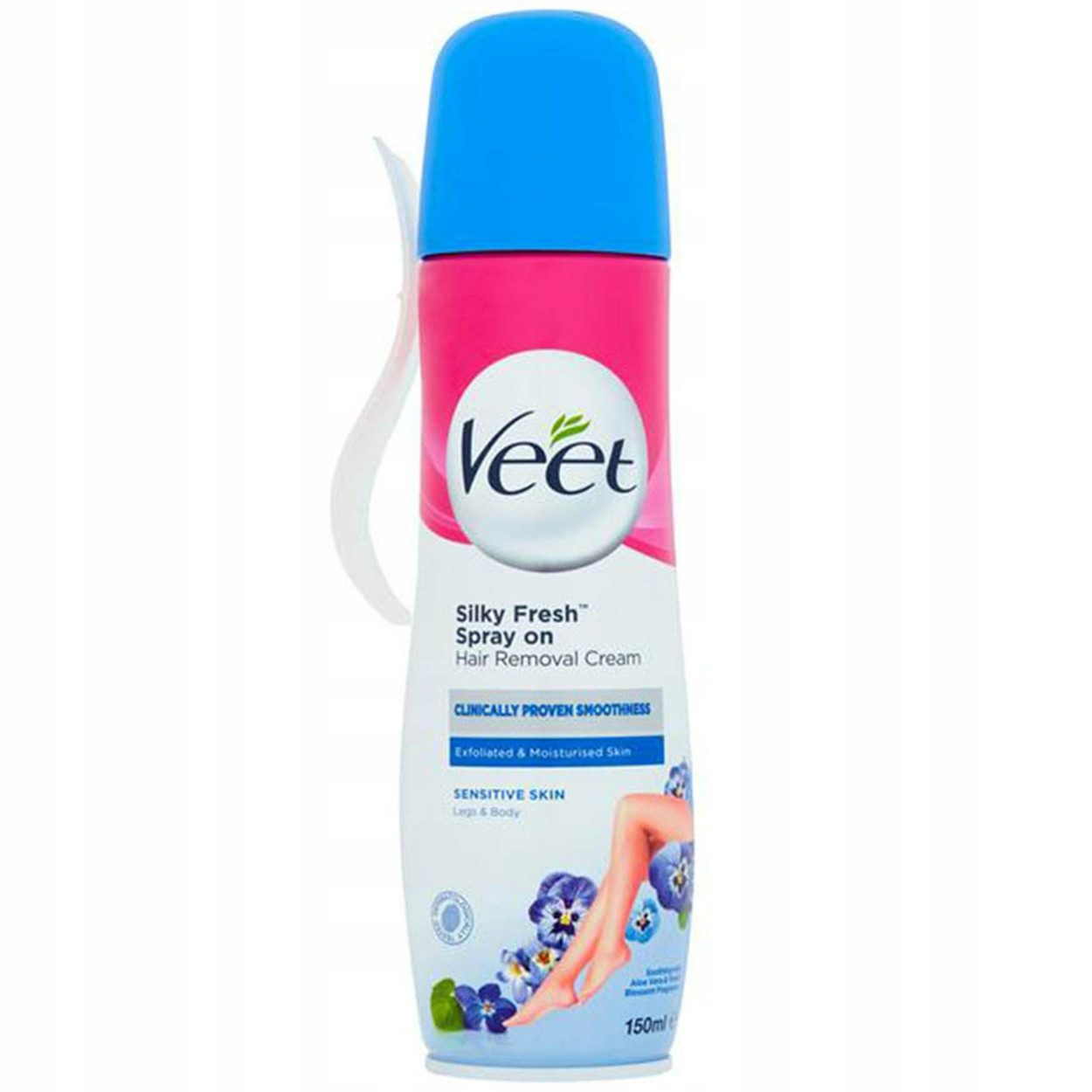 Veet Enthaarungscreme Veet Haarentfernungsspray für empfindliche Haut 150 ml, Sprühauftrag auch an schwer erreichbaren Körperstellen