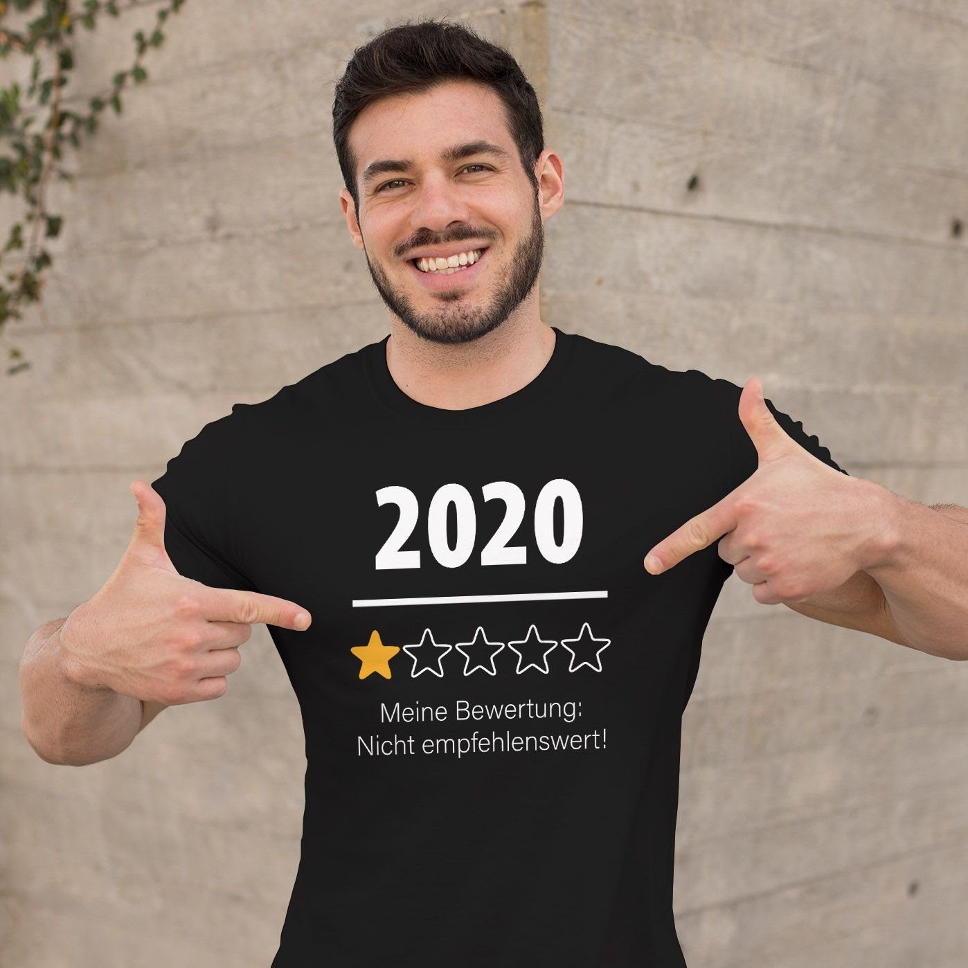MoonWorks Print-Shirt T-Shirt mit lustig Fun-Shirt nicht Herren Print 1 Stern empfehlenswert! Spruch Bewertung Moonworks® meine 2020