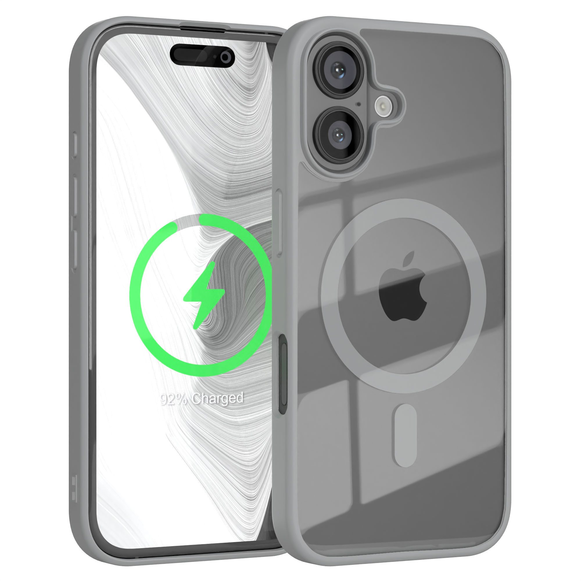 EAZY CASE Handyhülle Transparente Hülle mit MagSafe für iPhone 16 6,1 Zoll, Back Cover Slimcover mit Displayschutz, Magsafefunktion, Bumper-Hülle