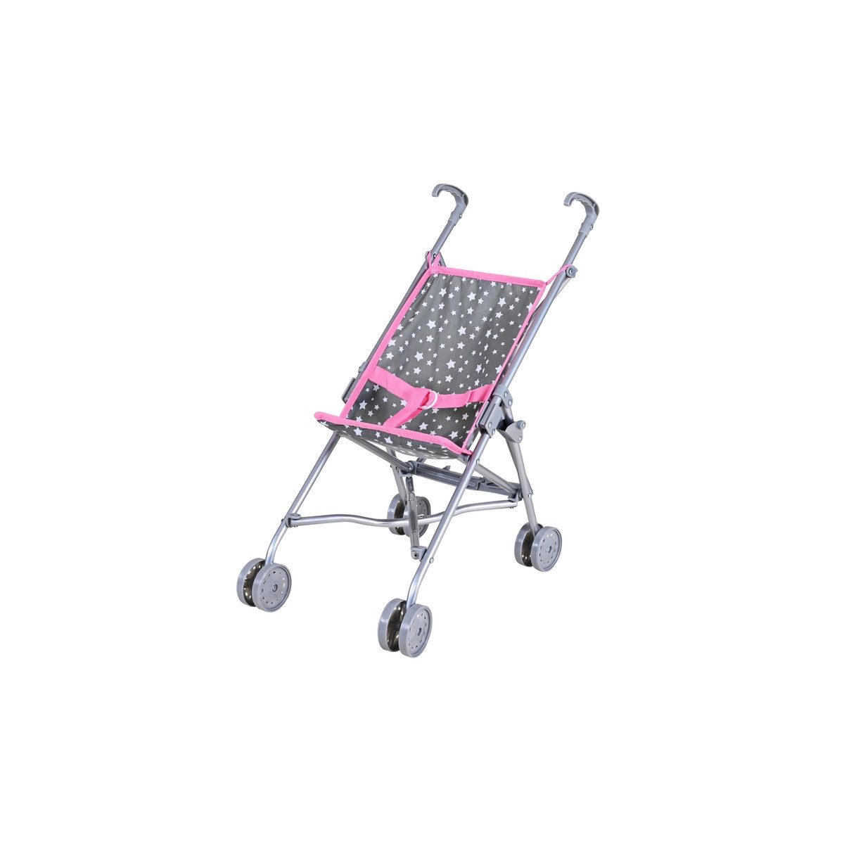 Knorrtoys® Puppenbuggy Puppenbuggy Sim mit Sternen zusammenklappbar grau/weiß/rosa 42x27x55cm