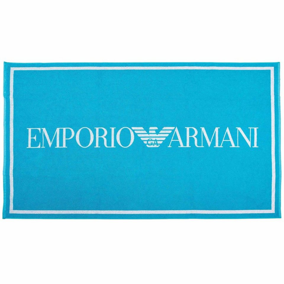 Emporio Armani Strandtücher Unisex Strandtuch - Badetuch, Logo, Baumwolle,  Frottier, Einfarbig mit großem EMPORIO ARMANI Logo