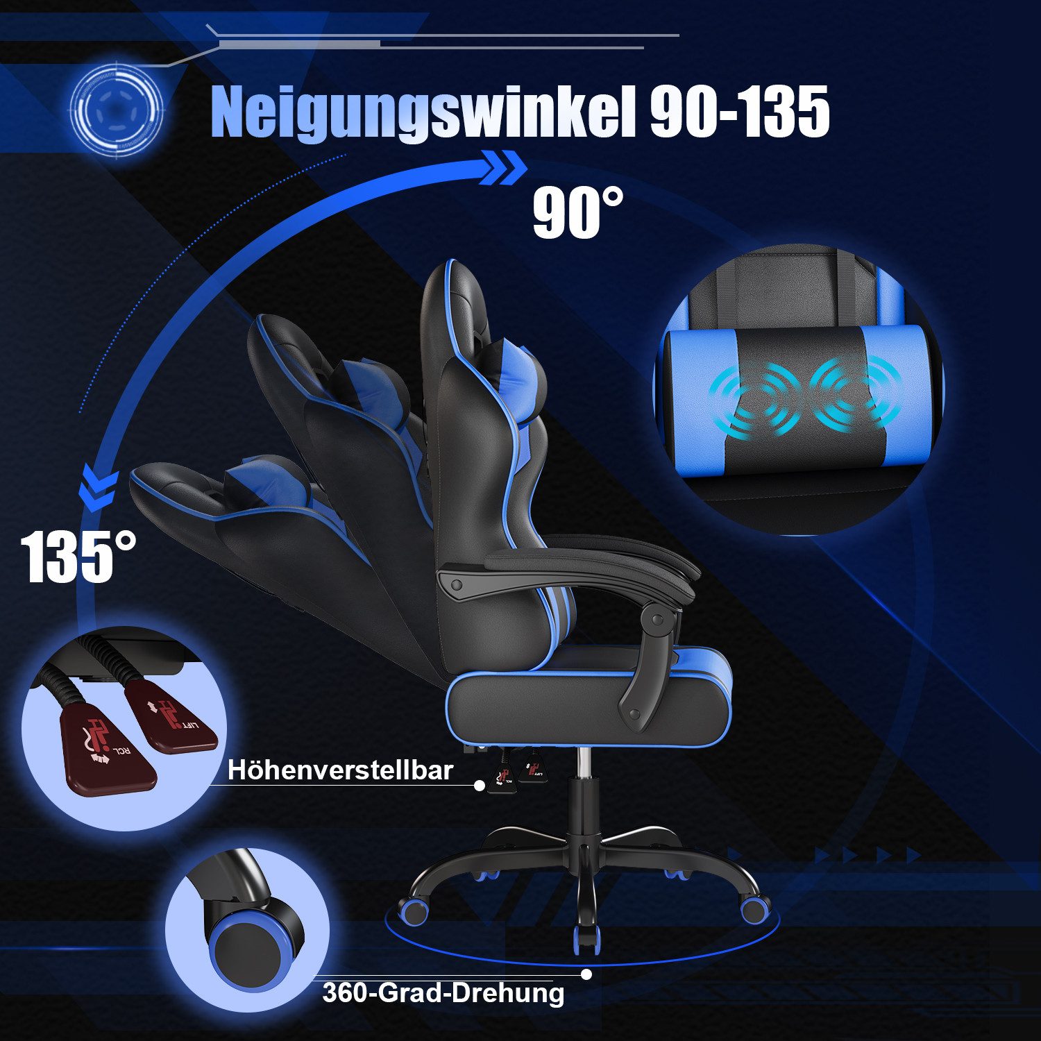 HOMALL Gaming-Stuhl LED Massage Bürostuhl mit günstig online kaufen