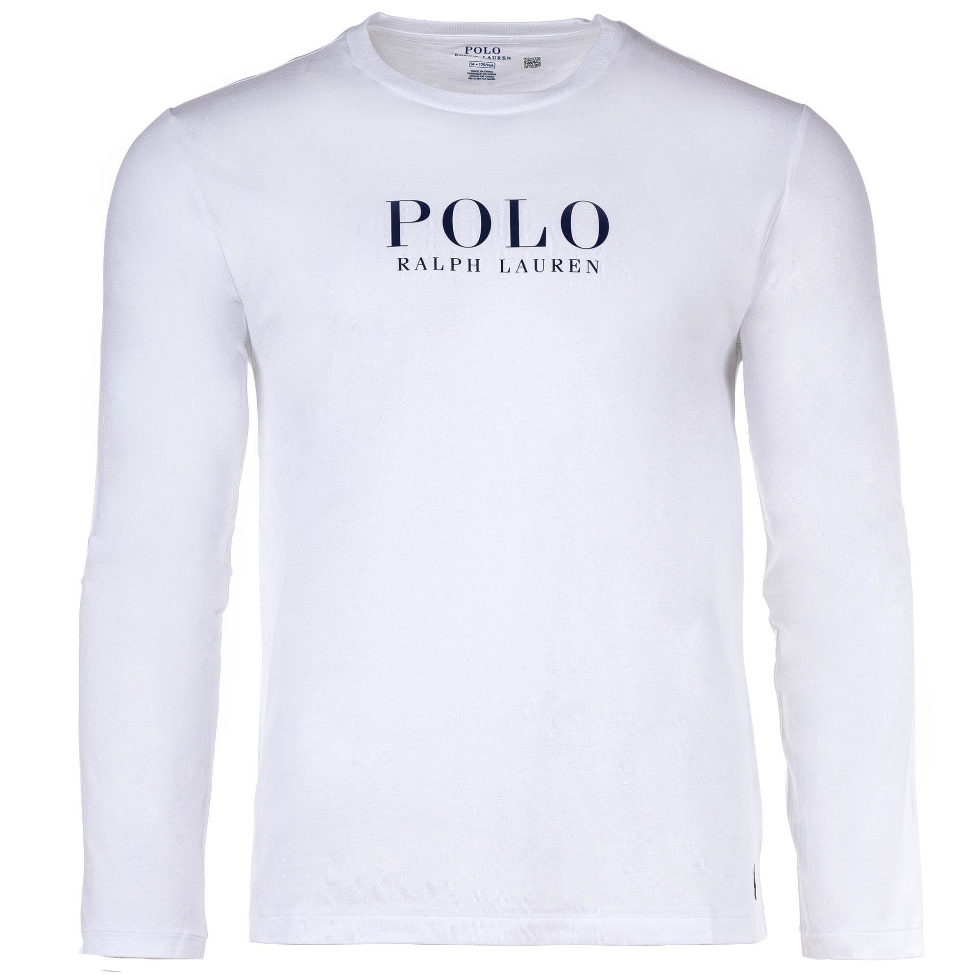 Polo Ralph Lauren T-Shirt Herren Longsleeve - CREW-SLEEP TOP, Schlafshirt Weiß