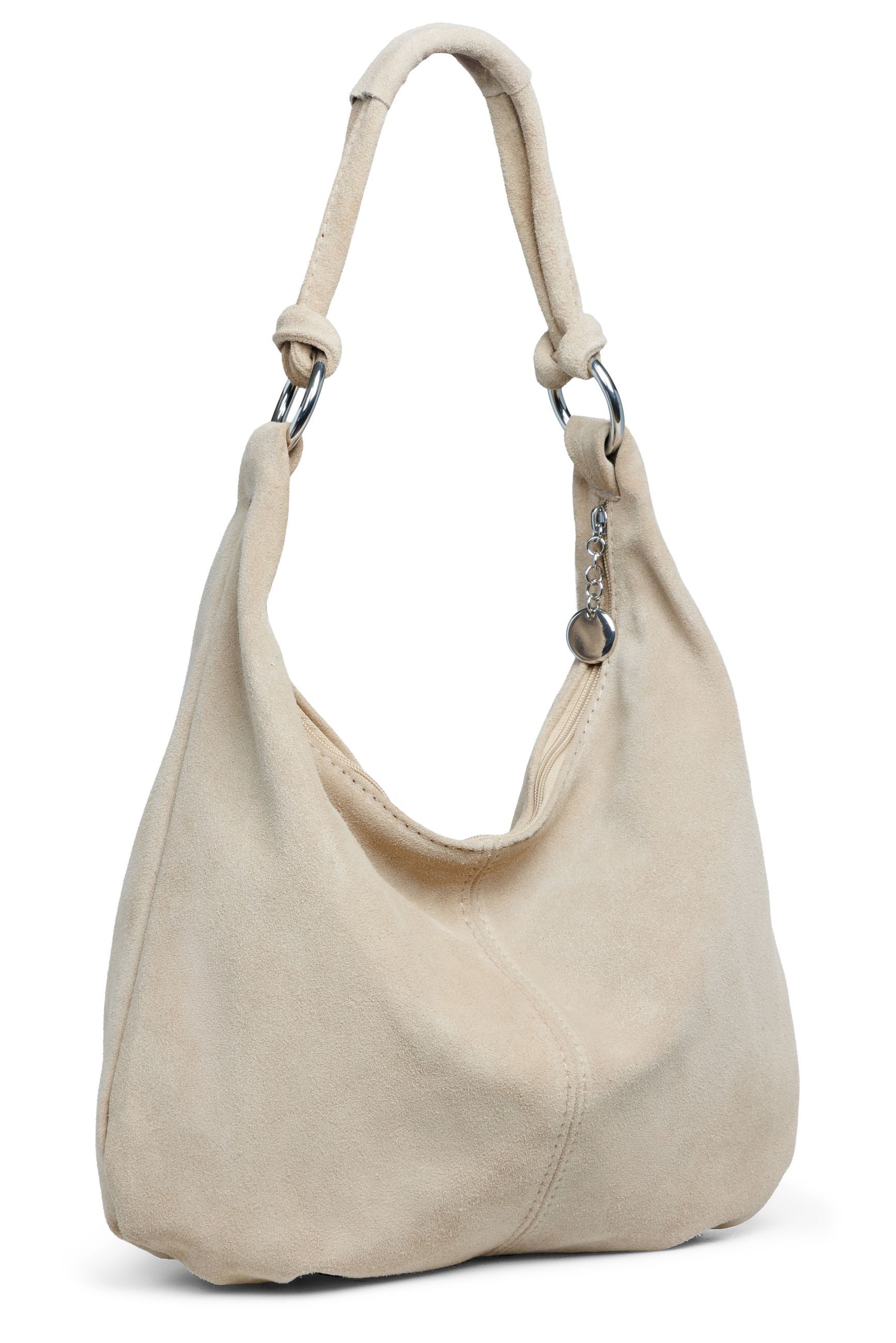 Caspar Schultertasche Wildleder Hobo Bag Damen Leder Shopper - PREMIUM LINE - Modell No.841, 100% italienisches Veloursleder, samtig weich, angenehmer Tragekomfort