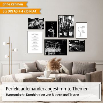 Hyggelig Home Poster Premium Poster Set - 7 Bilder Wandbilder Wohnzimmer Deko Collage, Genuss (Set, 7 St), Knickfreie Lieferung Qualitätsdruck Dickes Papier