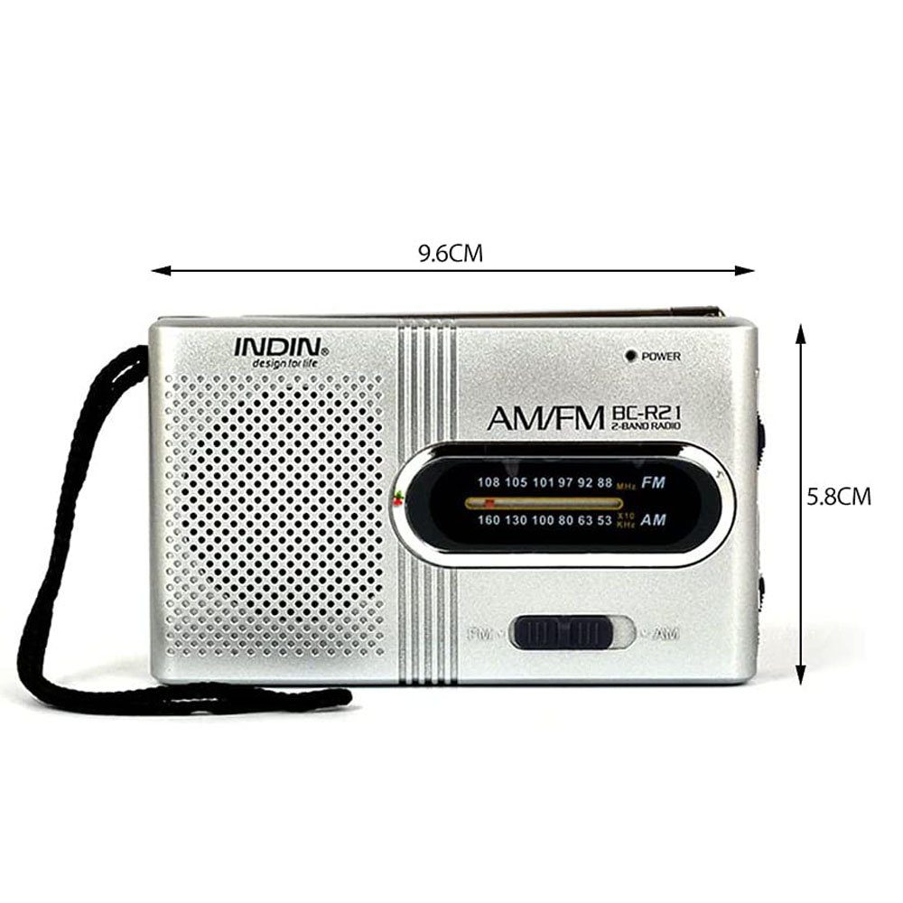tragbare Teleskopantenne GelldG Mini-Radio Radio Taschenradio mit AM FM Trageriemen