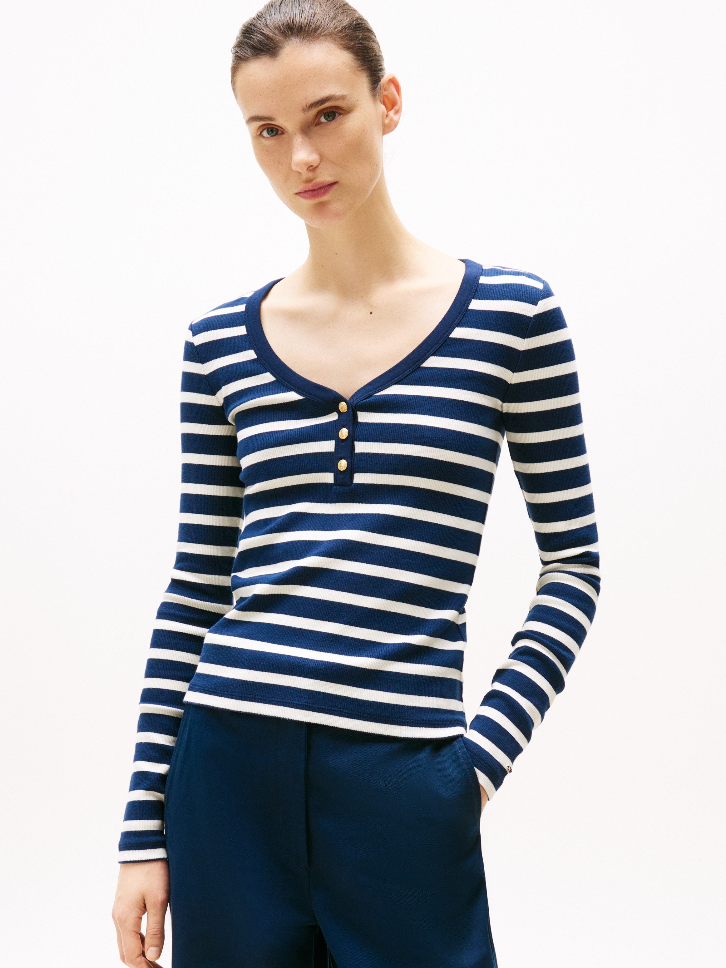 Tommy Hilfiger Langarmshirt SLIM HENLEY GB günstig online kaufen