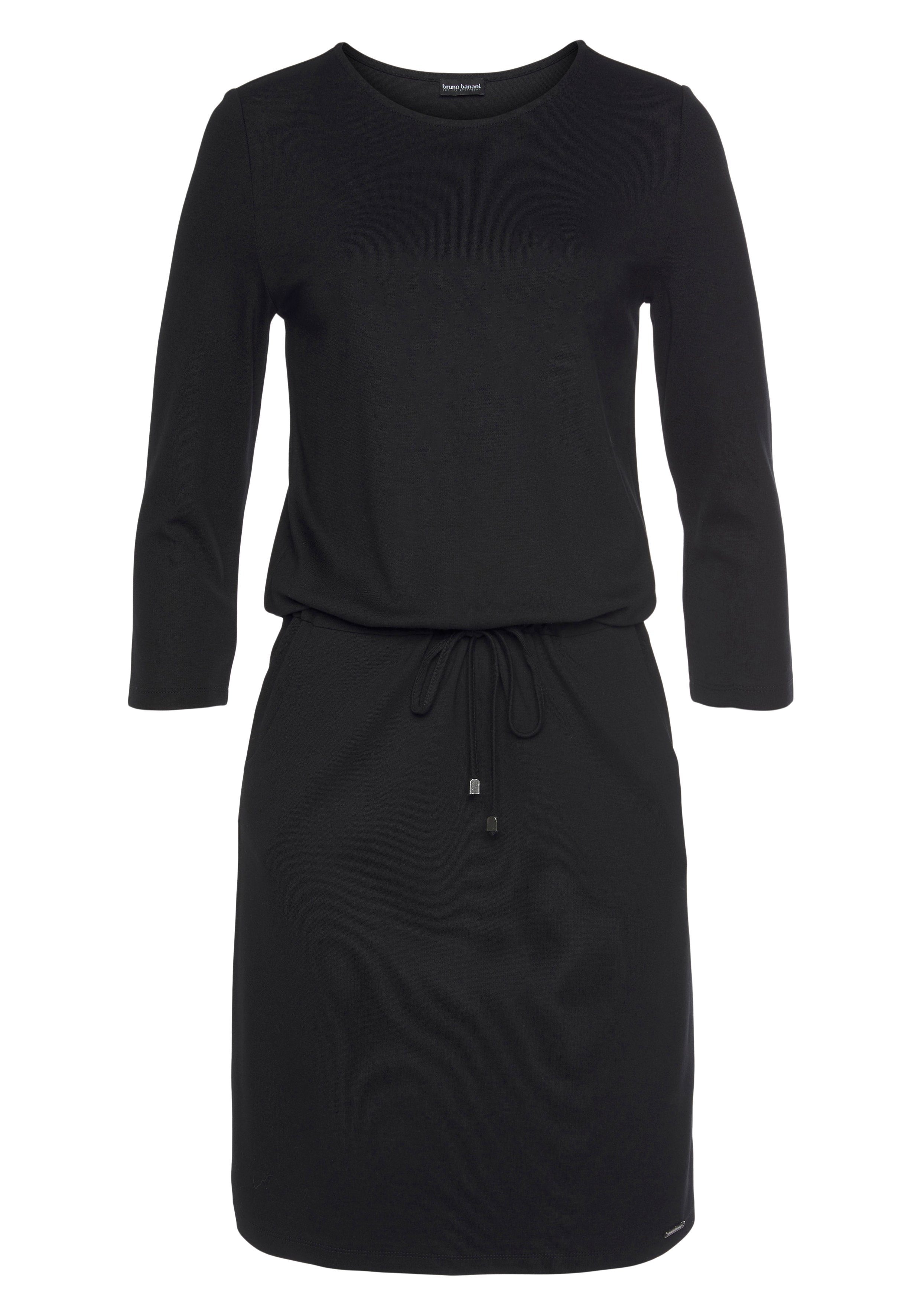 Bruno Banani Jerseykleid mit Gummizug nachhaltigem ( KOLLEKTION schwarz - Material) NEUE aus Jerseykleid