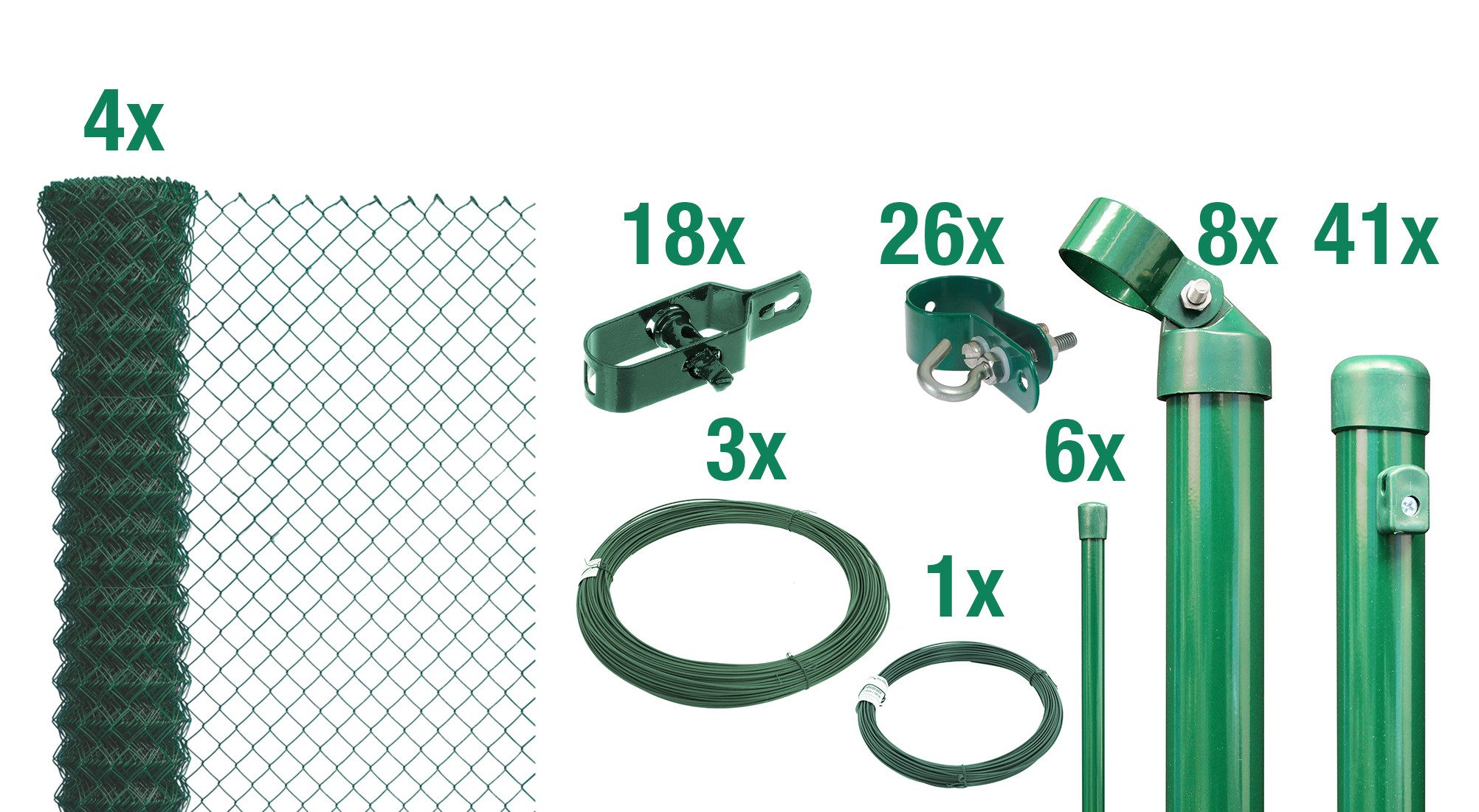 Alberts Zaun Set Maschendrahtzaun,zE,grün800/100, Set Maschendrahtzaun,einbetonieren,grün800/100
