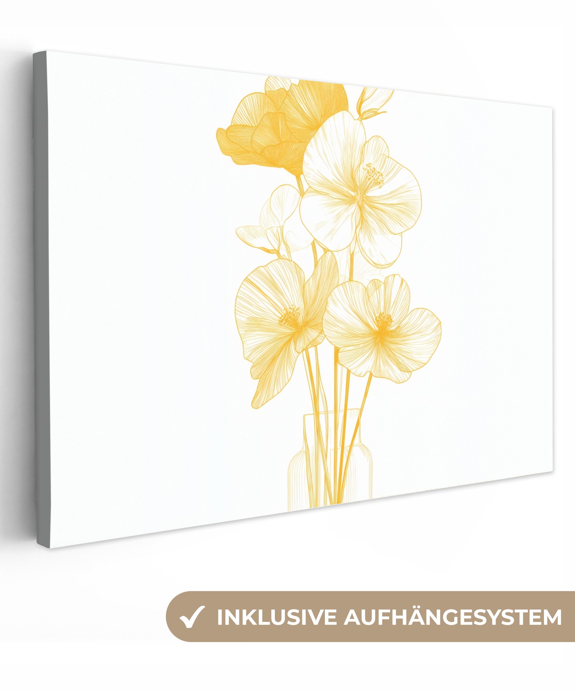 OneMillionCanvasses® Leinwandbild Strichzeichnung - Blumen - günstig online kaufen