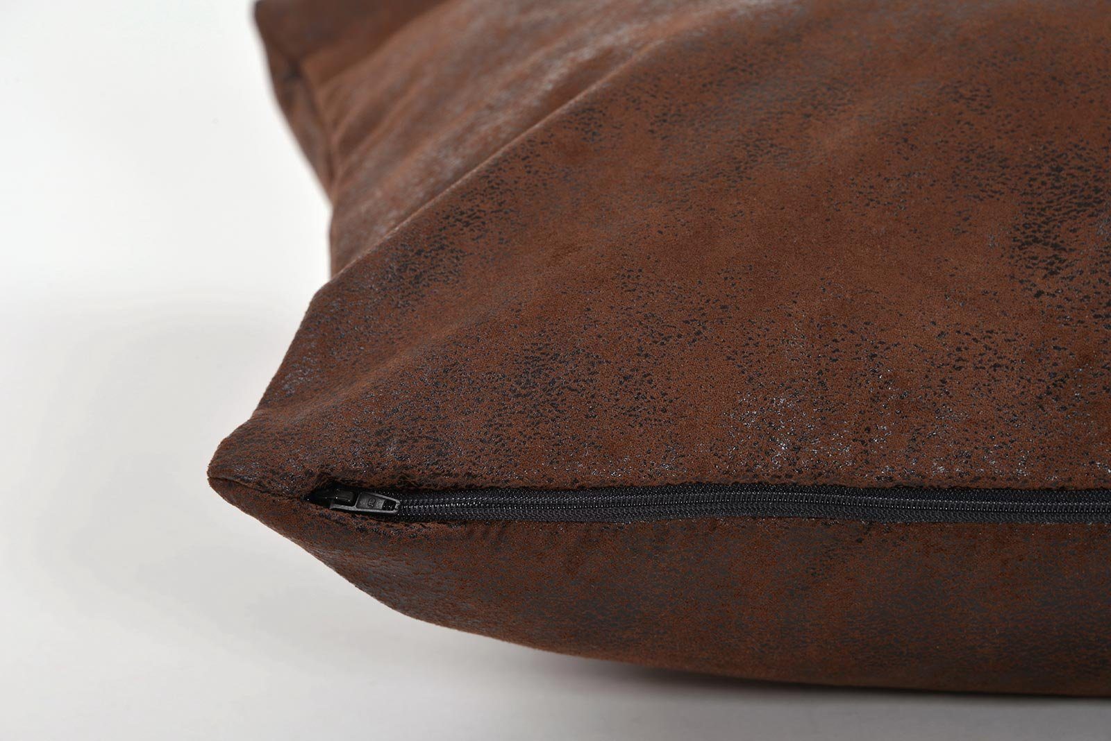 Lycce Dekokissen Kissenbezug 40x40 cm Kissenhülle Wildleder-Optik / braun, mit Reißverschluss