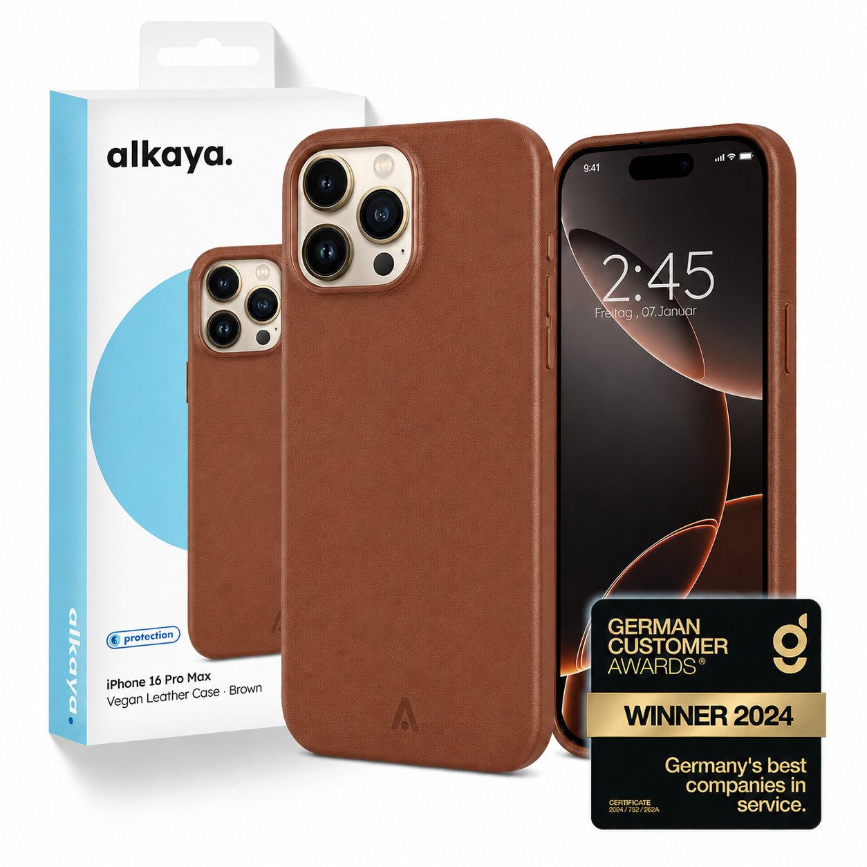 alkaya. Handyhülle Premium Hülle für iPhone Magsafe Vegane Lederhülle Schutz Case Cover iPhone 13, iPhone 13 Pro, iPhone 13 Pro Max, iPhone 14, iPhone 14 Pro, iPhone 14 Pro Max, iPhone 15, iPhone 15 Pro, iPhone 15 Pro Max, iPhone 15 Plus, iPhone 16, iPhone 16 Pro, iPhone 16 Pro Max, iPhone 16 Plus, iPhone 17 Pro Max, iPhone 17 Pro, Kunstleder