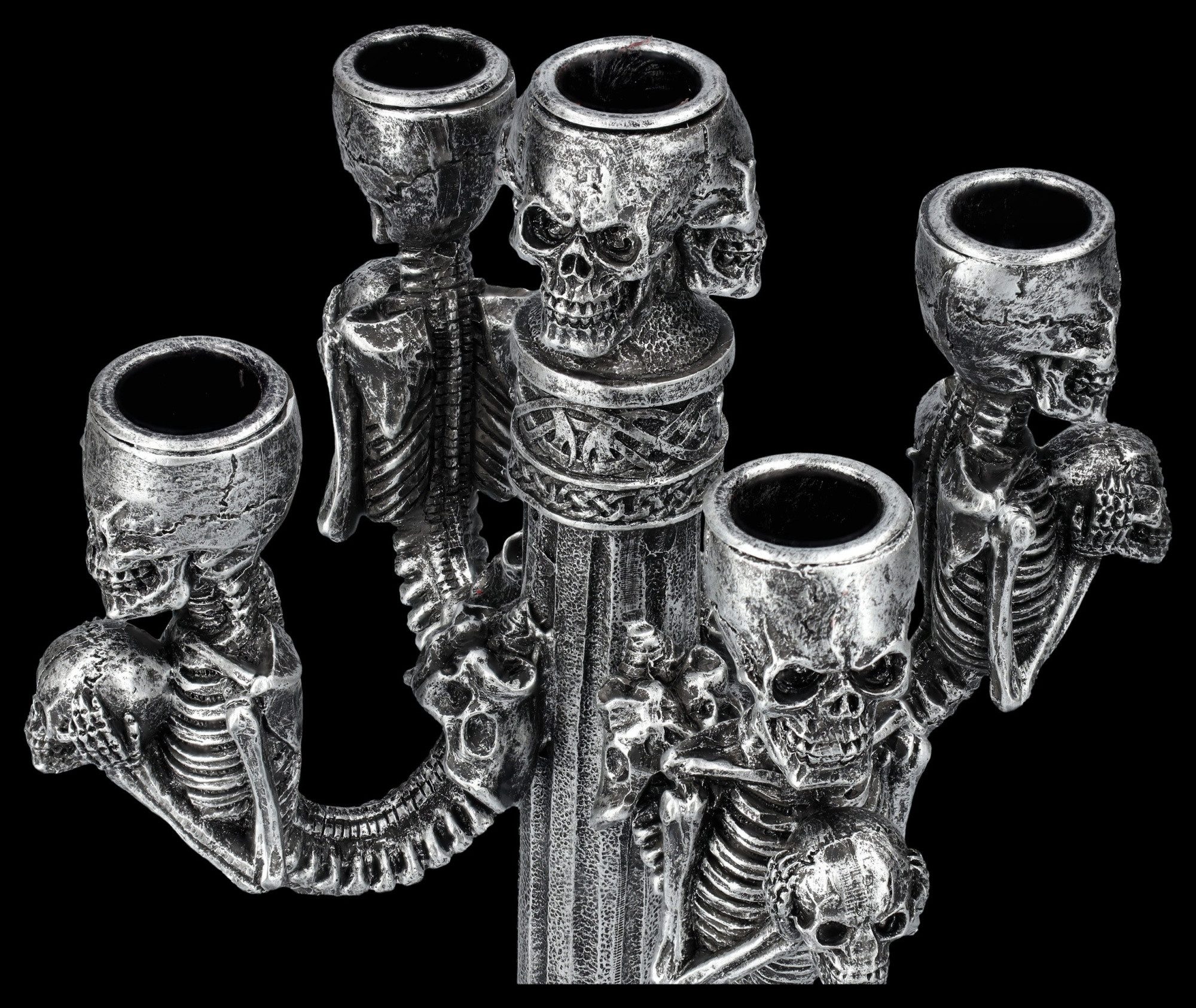 Figuren Shop GmbH Kerzenständer Kandelaber - Totenkopf Leuchter - Kerzenständer Gothic Dekoration Deko